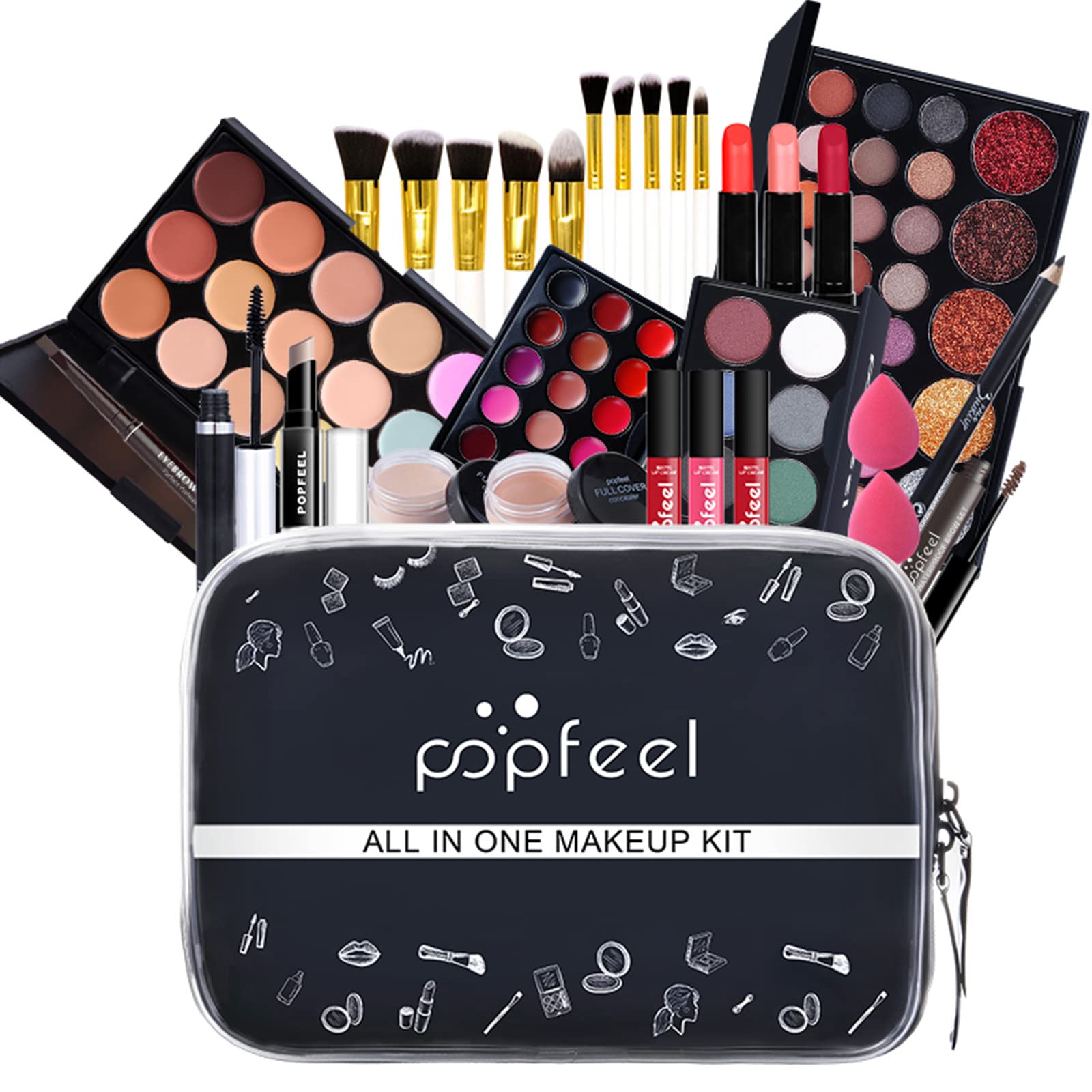 FantasyDay Complete Makeup Kit - Christmas Makeup Gift Set with Eyeshadow, Lipstick, Brushes, Contour Stick, Concealer, Mascara, Blush, Powder | Perfect for Holiday Gifting, Parties, and Everyday Glam
