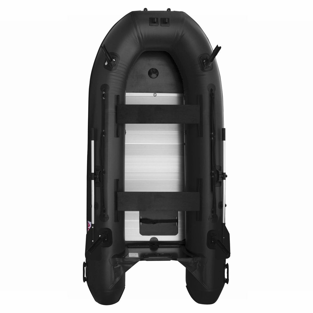 Aleko PRO 12.5 ft Inflatable Fishing Boat with Aluminum Floor & Front Board Holders - Black | Perfect for Lake, River & Offshore Fishing Adventures