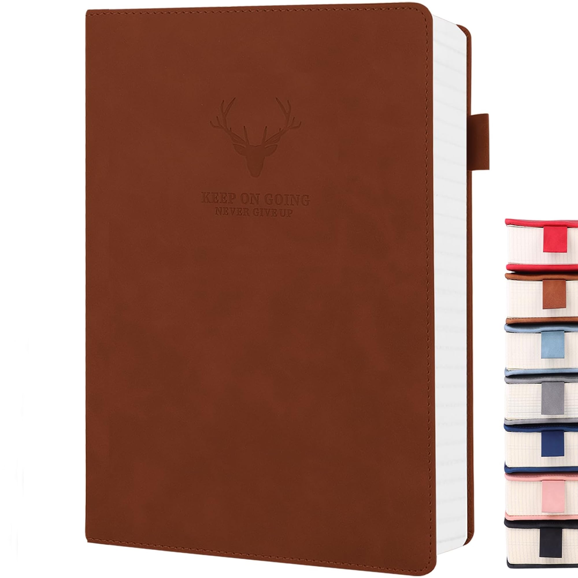 Premium Lined Journal Notebook - A5 Size, 360 Thick Pages, Wide Ruled Paper - Hardcover Leather Bound Notebook for Women & Men - Perfect for Work, Writing, School, Travel & Daily Journaling (Brown)