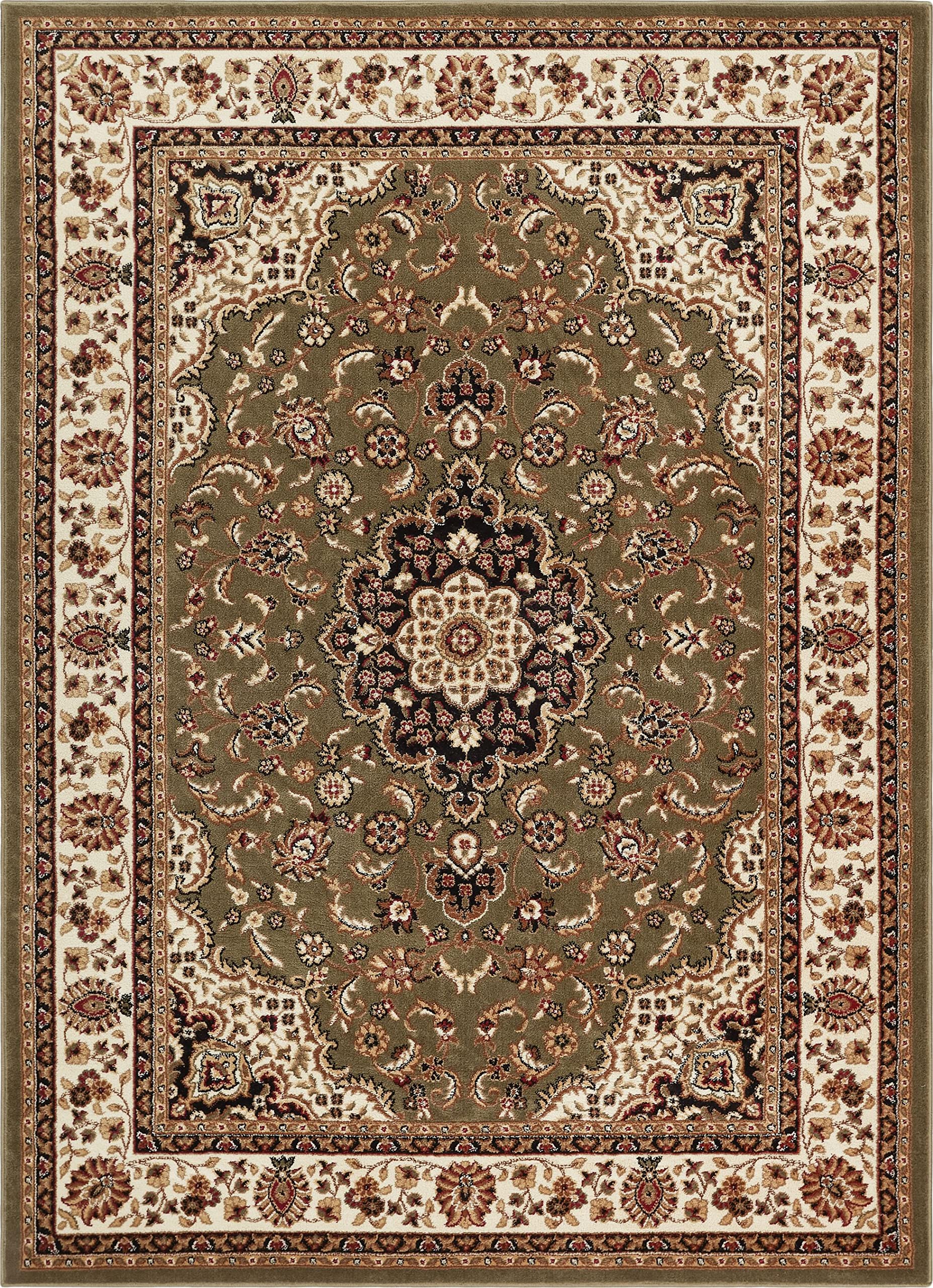 Well Woven Barclay Collection Medallion Kashan Green 8x10 Area Rug - Soft & Durable Handmade Oriental Rug for Living Room, Bedroom, Dining Room - Perfect for Home Decor, Floor Covering & Interior Design
