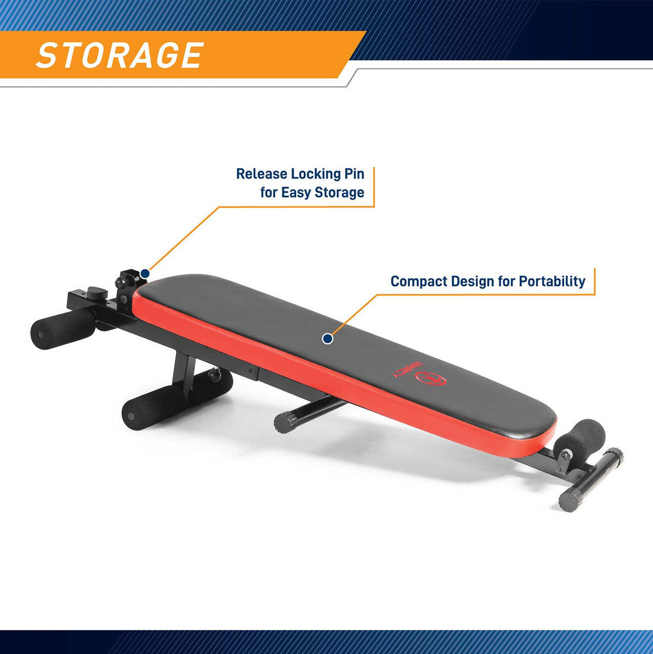 Marcy SB 4606 Folding Utility Bench with Adjustable Headrest & Slant Board - Perfect for Home Gym Workouts, Strength Training & Physical Therapy Exercises