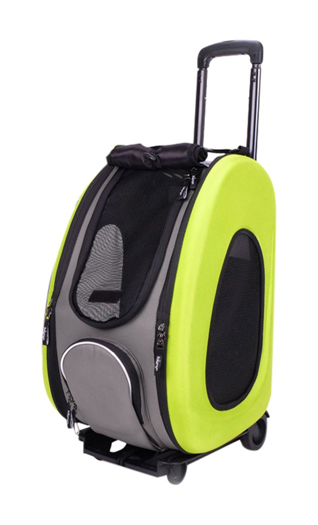 iBiyaya FS1009-G 5-in-1 Combo Eva Pet Carrier & Stroller for Dogs & Cats - Lightweight, Airline Approved Travel Carrier with Storage Basket - Perfect for Vet Visits, Shopping & Outdoor Adventures (Apple Green)
