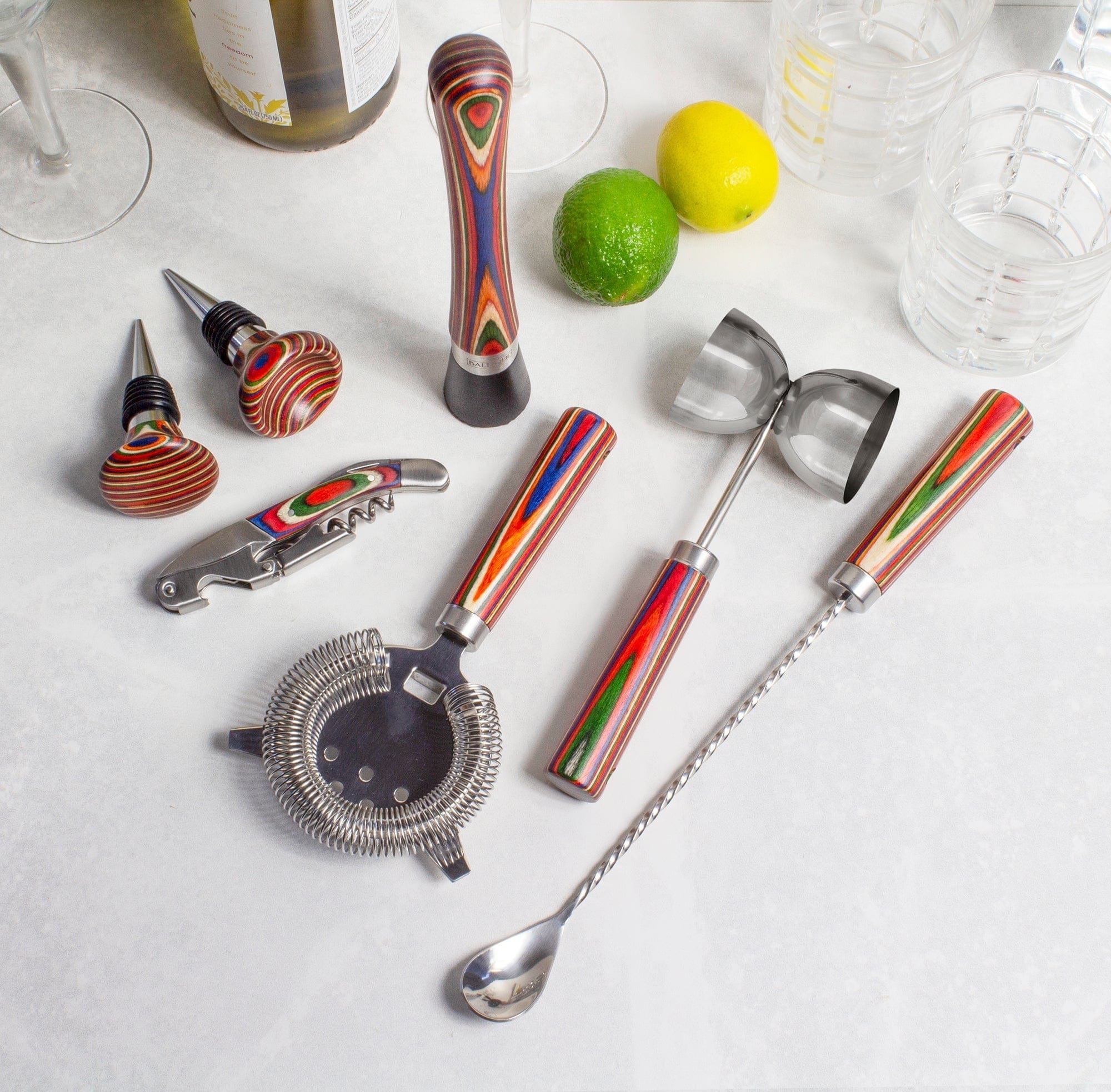 Totally Bamboo Marrakesh 7-Piece Bartending Set - Premium Bamboo Cocktail Mixing Tools for Home Bars & Professional Bartenders - Perfect for Mixing Drinks, Entertaining Guests & Crafting Cocktails
