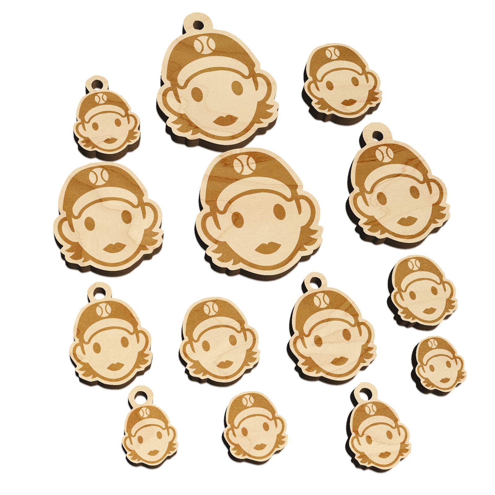 16mm (22pcs) Mini Wooden Softball Player Charms with Hole - DIY Jewelry Craft for Athletes, Women & Sports Fans - Perfect for Bracelets, Keychains & Scrapbooking