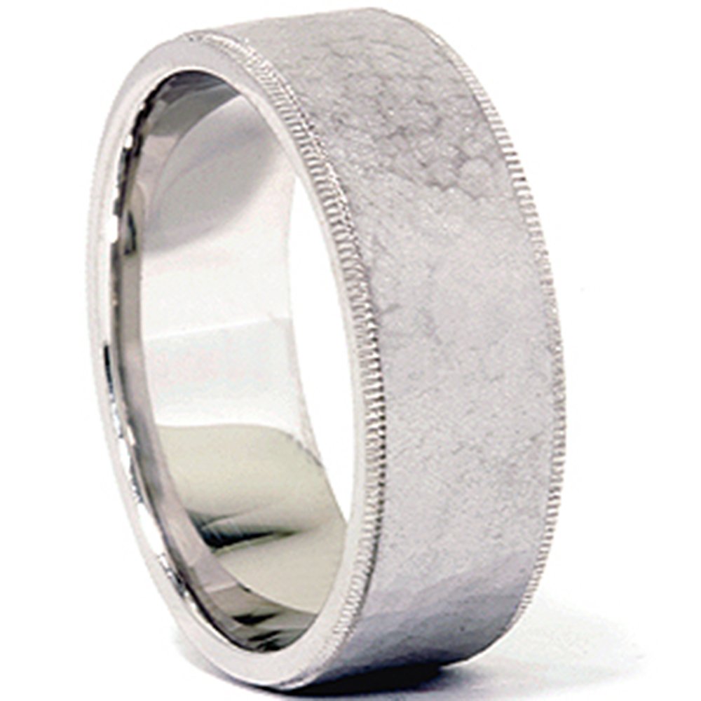 14K White Gold Comfort Fit Hammered Wedding Band for Men - Durable & Elegant Ring for Weddings, Anniversaries, and Special Occasions