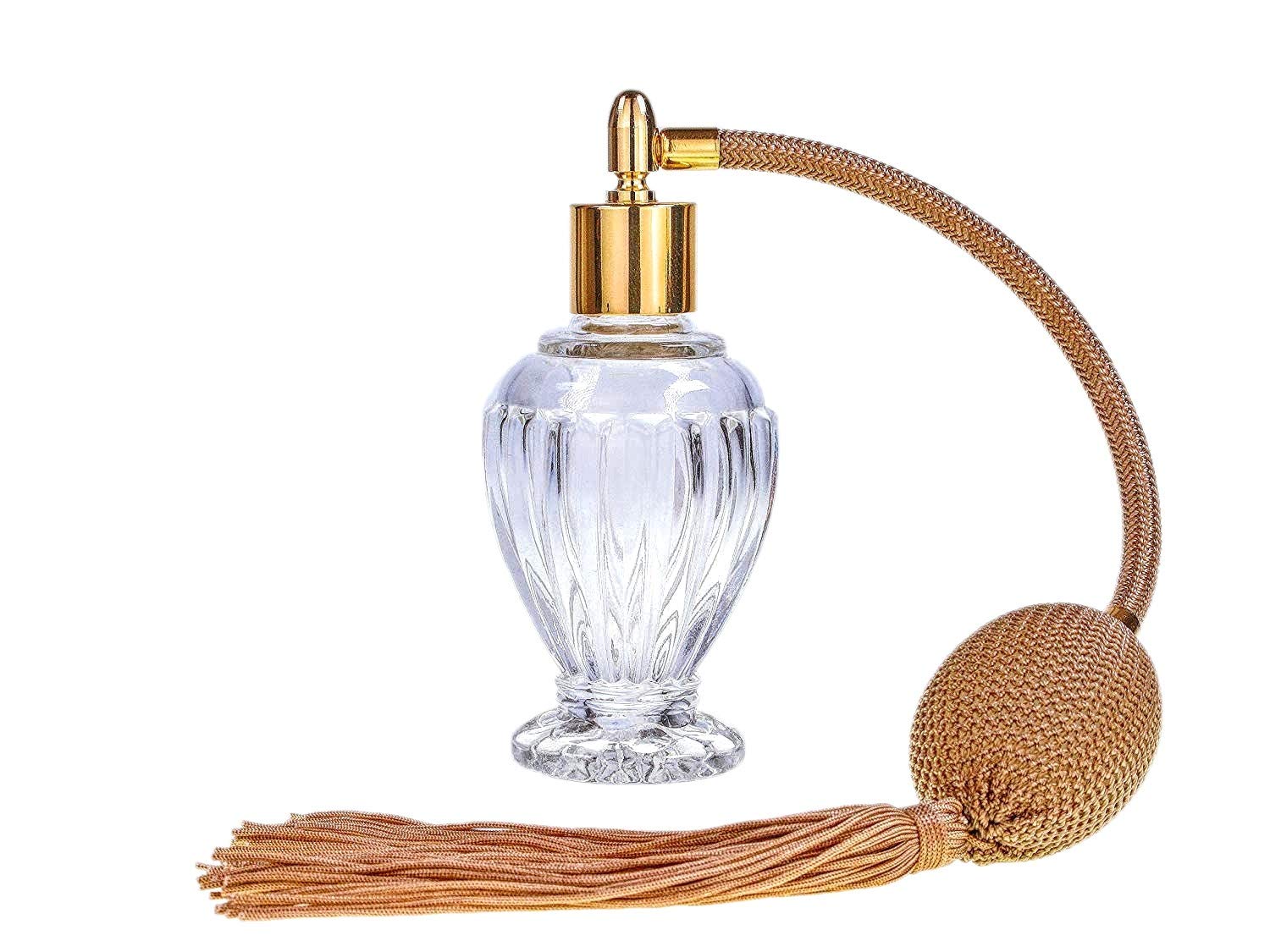 Divo Gold Tassel Perfume Bottle Atomizer - 46ml Refillable Perfume Spray Bottle with Filling Funnel & Gift Box - Elegant Travel Size Perfume Dispenser for Women, Perfect for Purse, Gym Bag & Travel Accessories