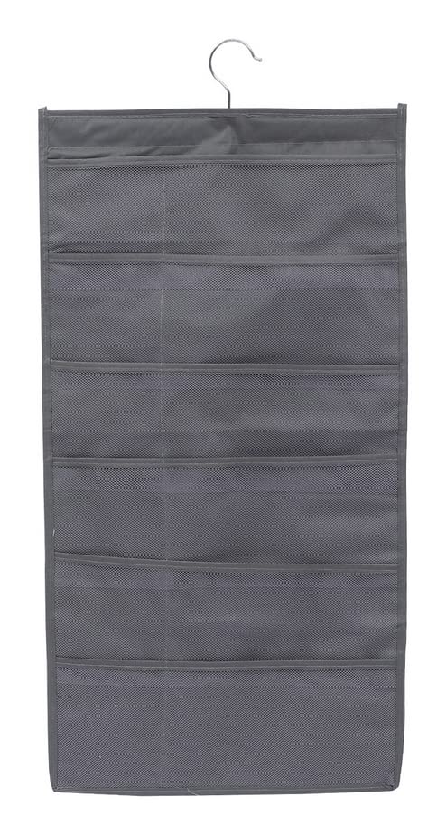 Toyvian 2-Pack Mesh Closet Organizer with 30 Pockets - Dual-Sided Hanging Storage for Underwear, Socks & Bras - Space-Saving Wardrobe Organizer for Bedroom, Closet & Dorm Room (Grey)