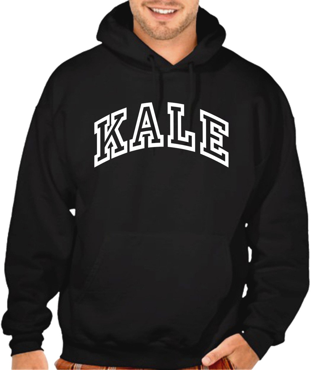 Interstate Apparel Inc Men's Vegan Kale Print Hoodie - Black | Eco-Friendly Cotton Pullover for Casual Wear & Outdoor Activities