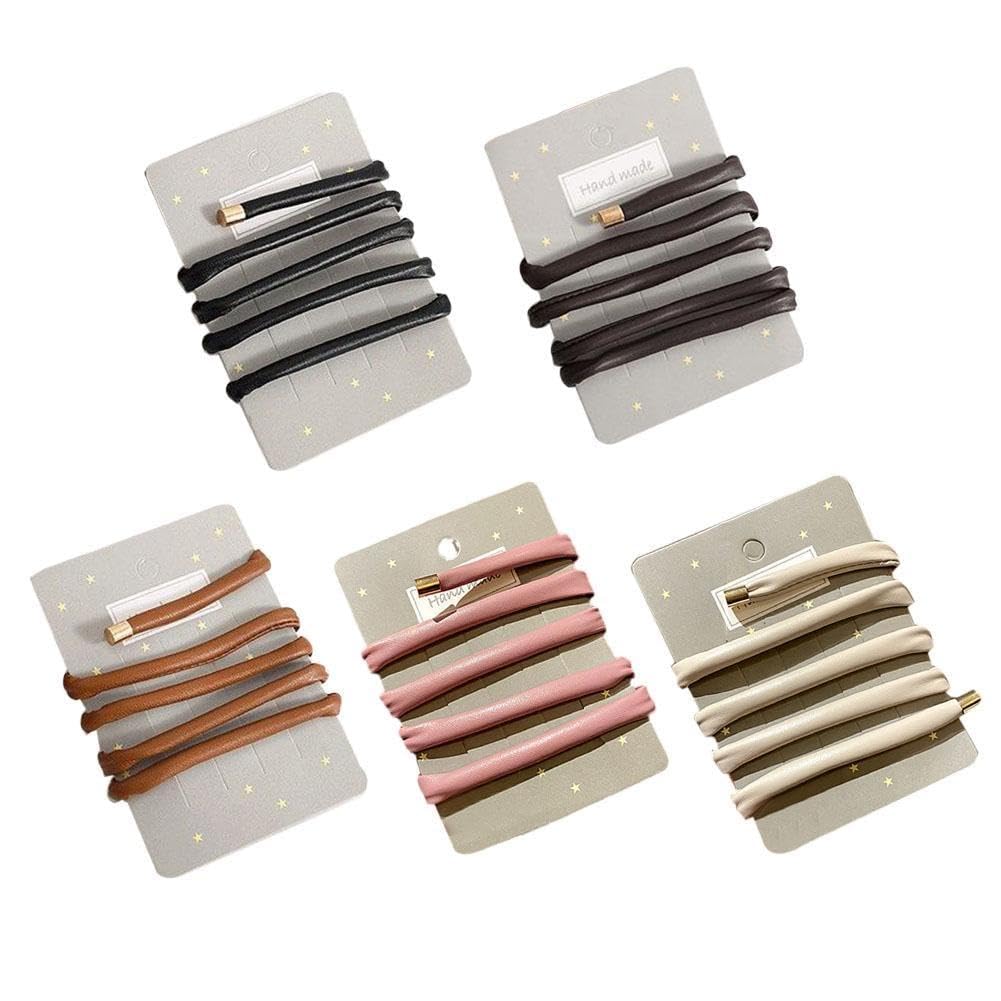 Stylish PU Leather Scrunchies for Long Hair - Fashionable Hair Ties, Ponytail Accessories & Elastic Hair Bands (Perfect for Workouts, Office, Parties & Everyday Use)