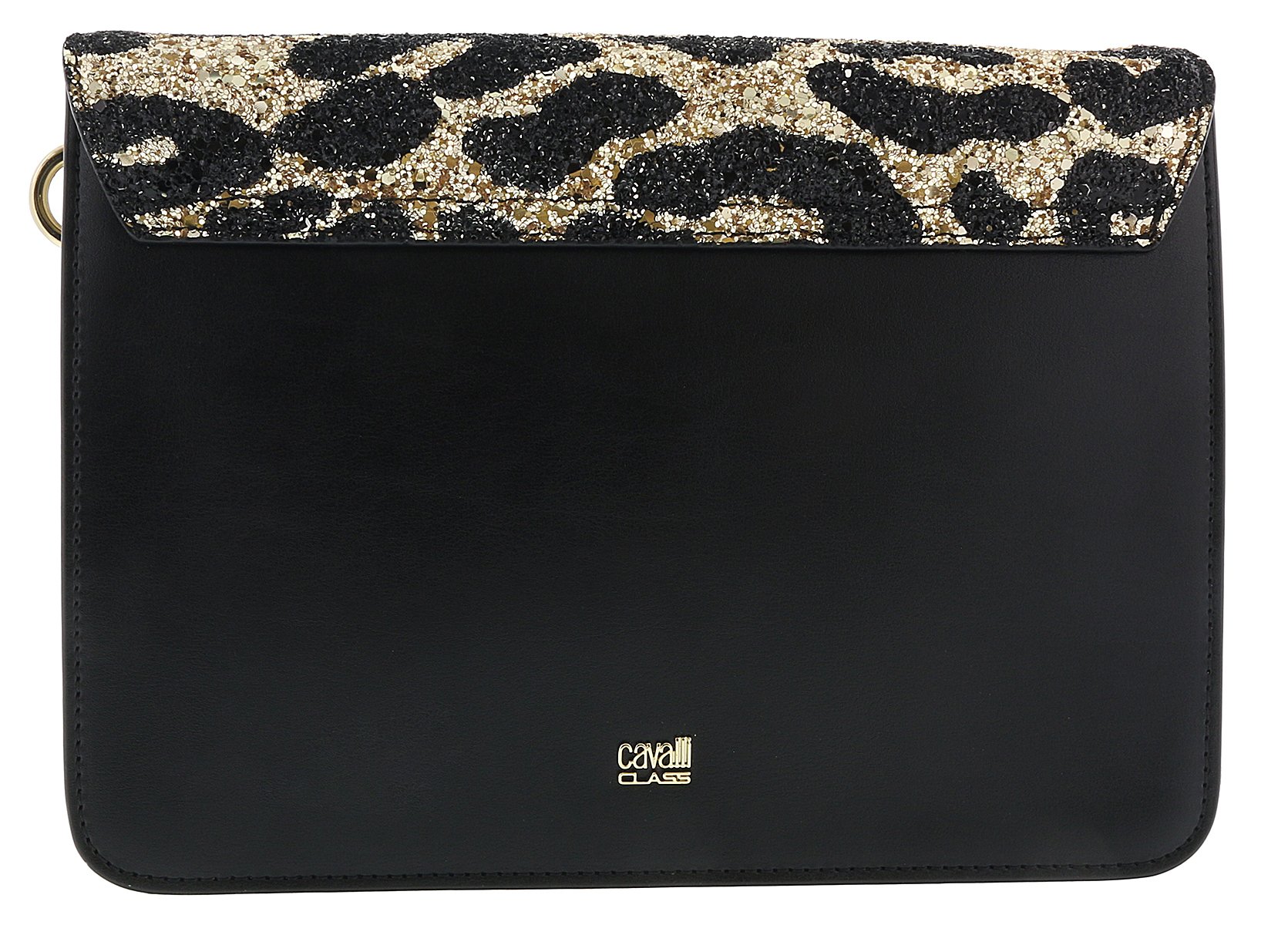 Roberto Cavalli Class Milano RMX 00 Light Gold & Black Large Shoulder Bag for Women | Luxury Designer Handbag for Work, Travel & Evening Events