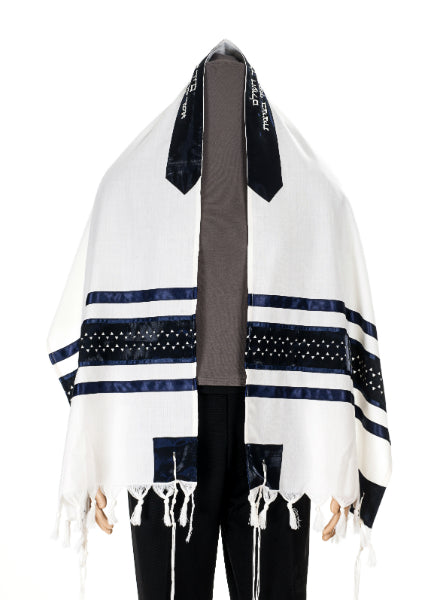 Star of David Wool Tallit Prayer Shawl - Bar Mitzvah & Wedding Tallit Set with Blue Stripes - Perfect for Jewish Religious Ceremonies, Synagogue Worship & Special Occasions