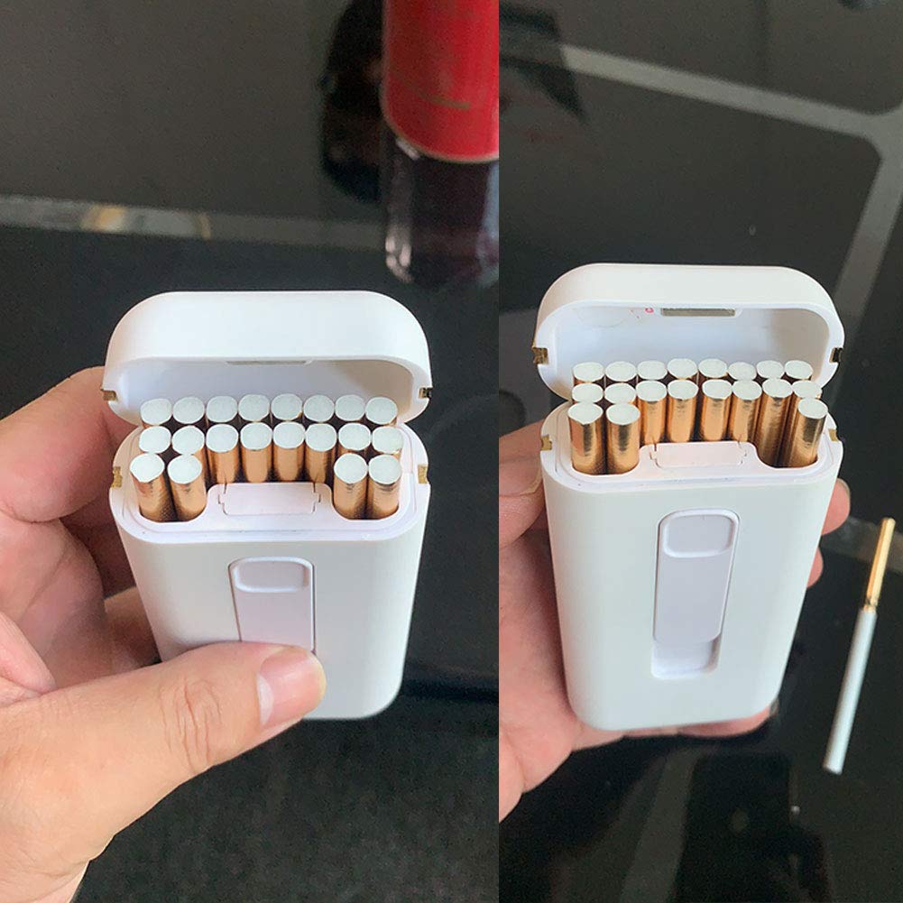 Rechargeable USB Flameless Windproof Electric Lighter & Slim Cigarette Case (20pcs Capacity) - 2-in-1 Portable Design for Travel, Camping, and Outdoor Activities (Gold)