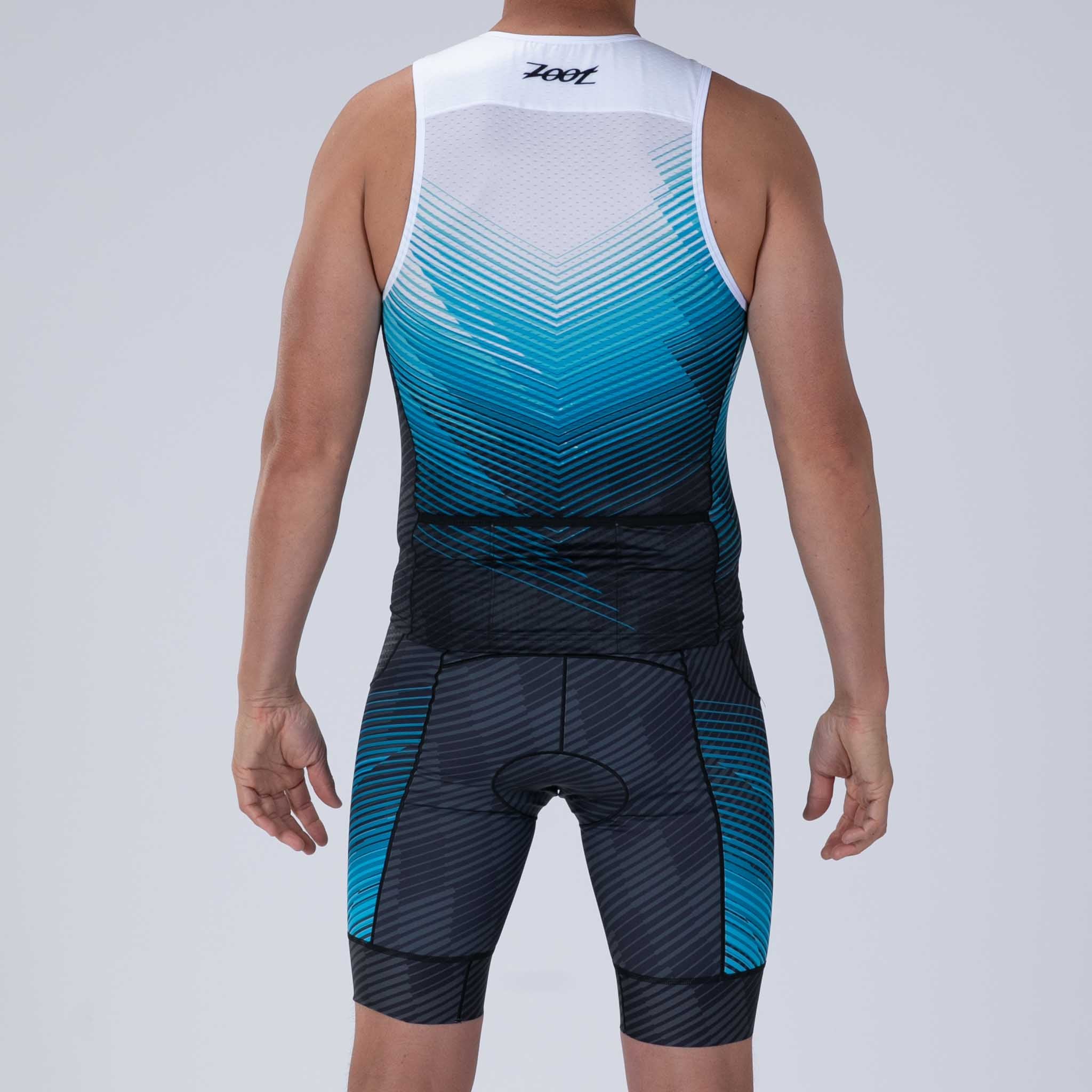 Men's Limited Edition Tri Tank Top - Blue Wave Print for Gym, Running & Beach Workouts
