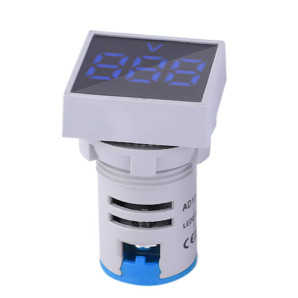 20-500V AC LED Voltage Display - Mini Digital Voltmeter with Square Signal Lamp for Warning & Accident Indication (Blue) - Perfect for Industrial Equipment, Control Panels & Electrical Safety Monitoring