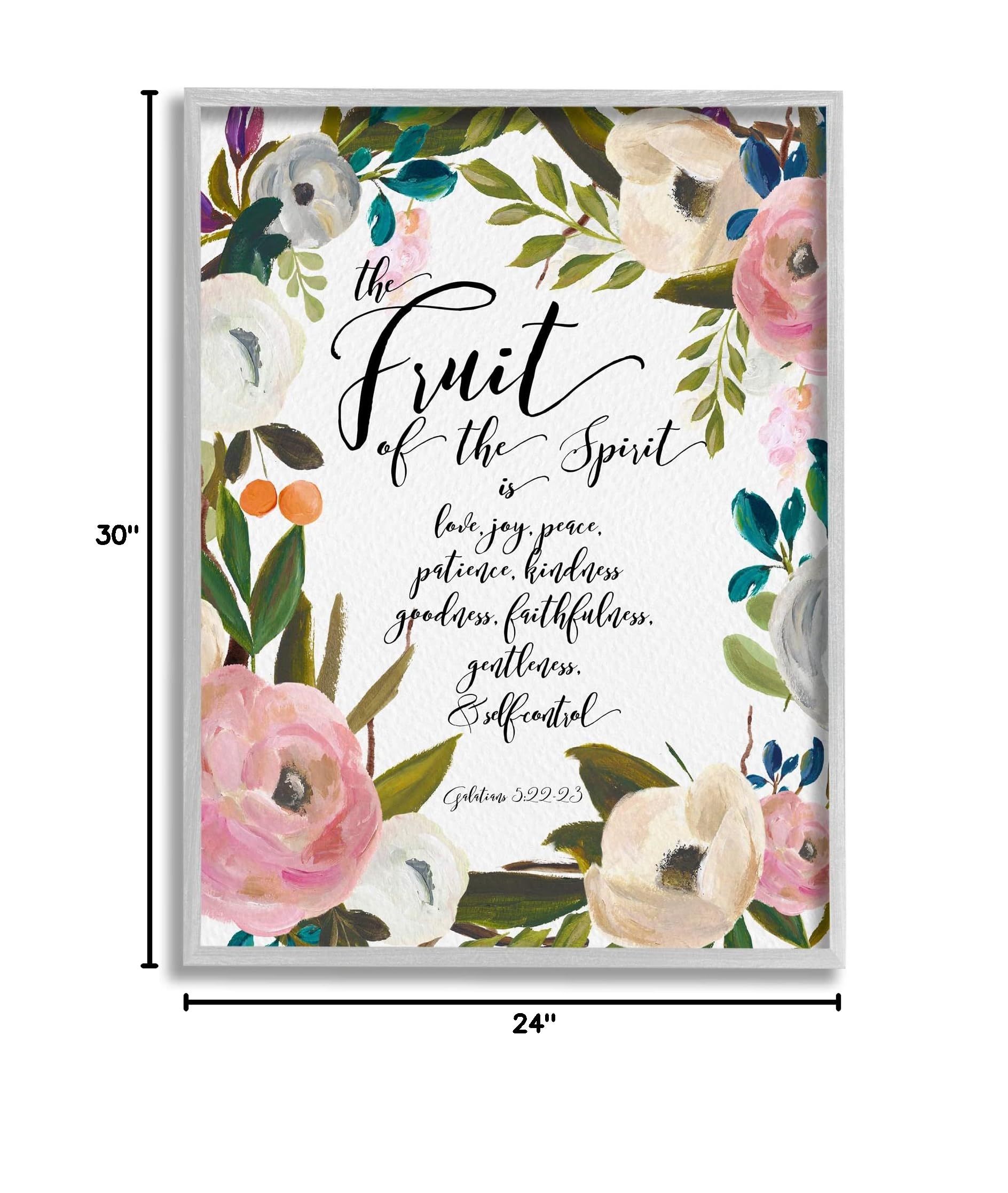 Stupell Industries Fruit of the Spirit Religious Faith Calligraphy Wall Art - Inspirational Bible Verse Decor for Home, Church & Office - Perfect for Christian Gifts & Faith-Based Interior Design