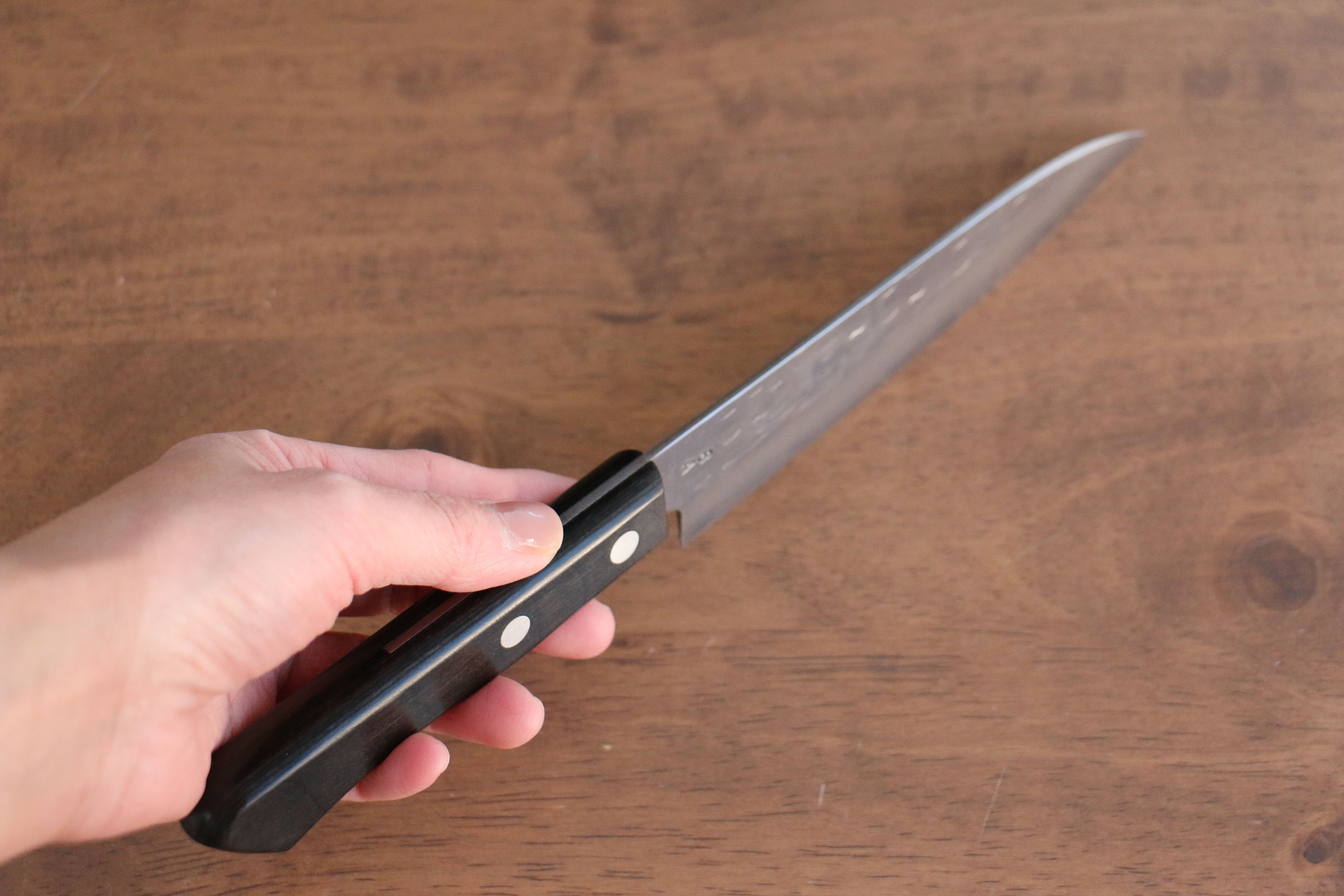 Nao Yamamoto AUS8 Hammered Petty Utility Knife 135mm - Black Pakkawood Handle Japanese Kitchen Knife for Slicing, Peeling & Precision Cutting - Perfect for Home Chefs & Professional Kitchens