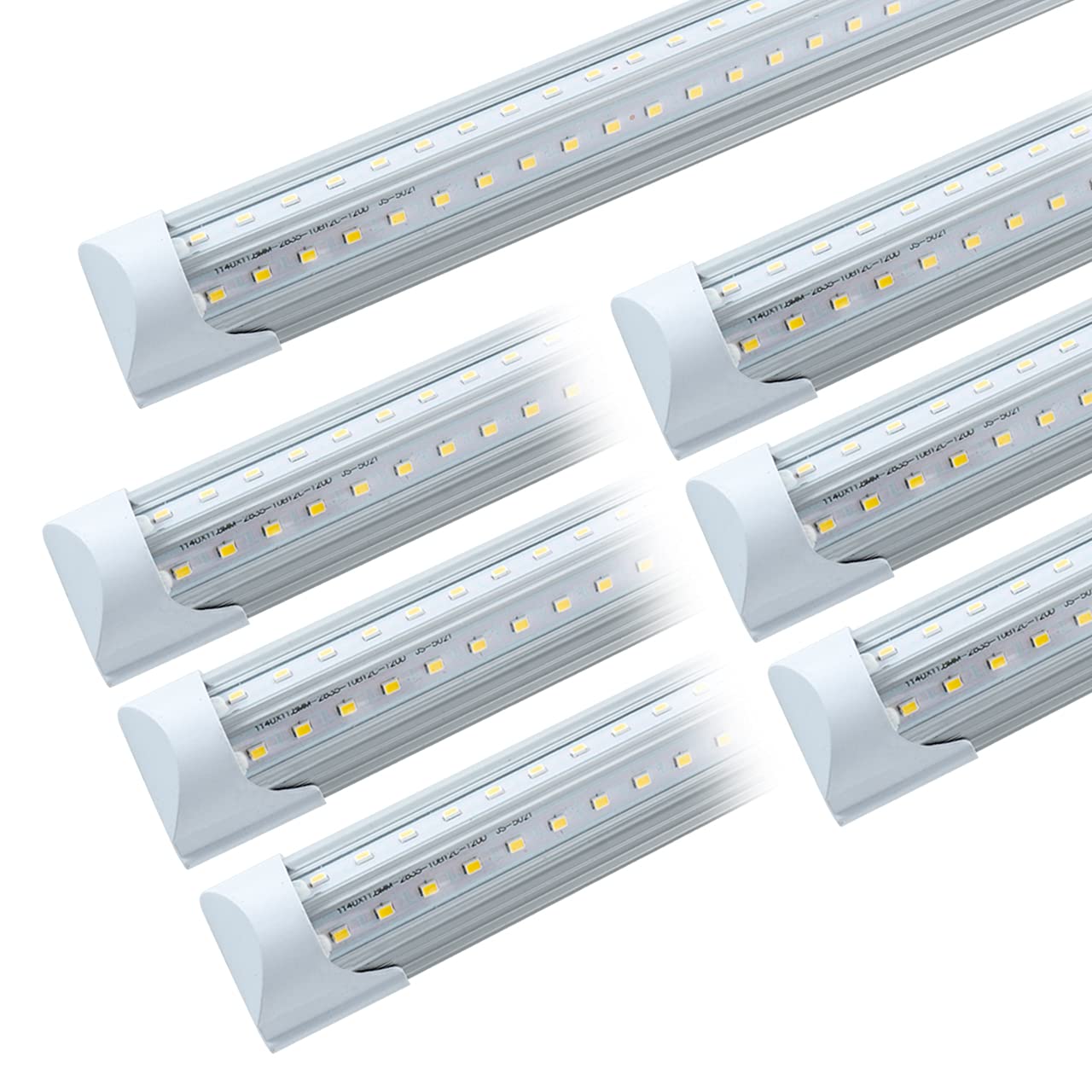 6 Pack T8 LED 5FT 48W Integrated V-Shaped Tube Lights, Linkable Daylight White 6000K - Energy Efficient Shop Lights for Garage, Workshop, Warehouse & Indoor Spaces with On/Off Switch & Clear Cover