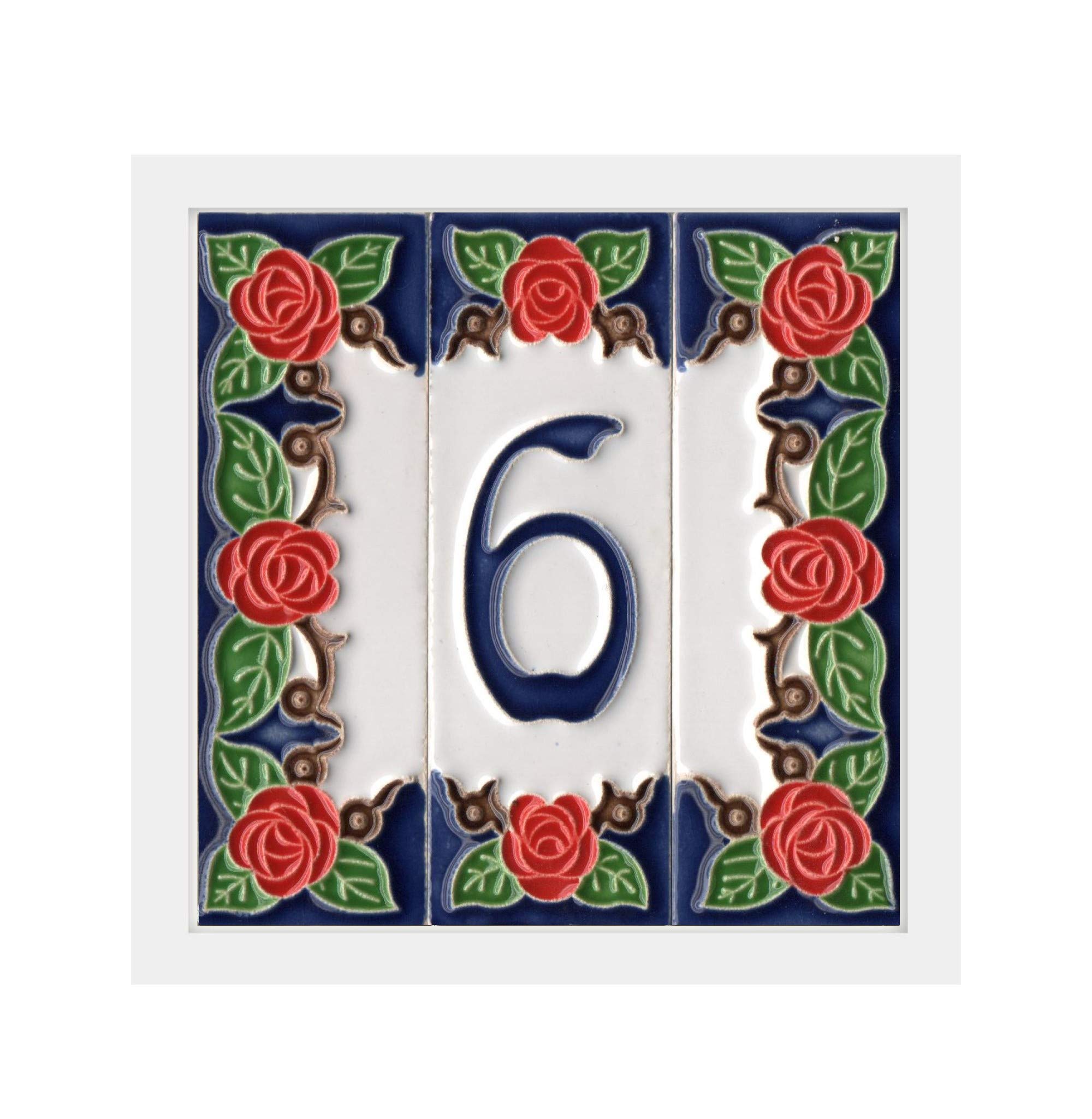 Handmade Italian Red Rose Ceramic House Numbers & Letters Tiles - Elegant Address Plaques for Home, Garden & Mailbox Decoration (Set of 0)