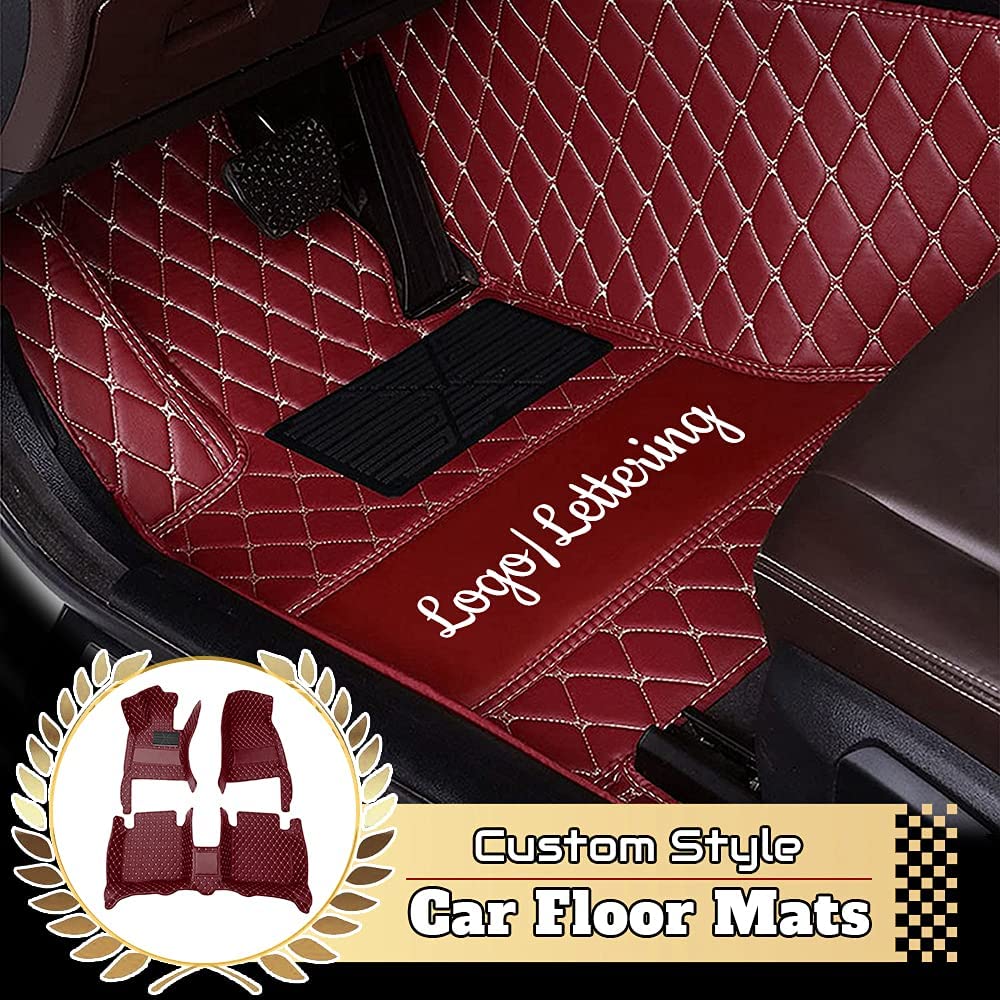 Custom Car Floor Mats for Jeep Compass, Gladiator, Renegade & Wrangler JK - Luxury Leather All-Weather Waterproof Floor Liners with Full Coverage (Wine Red) - Perfect for Off-Roading, Daily Commute & Extreme Weather Protection