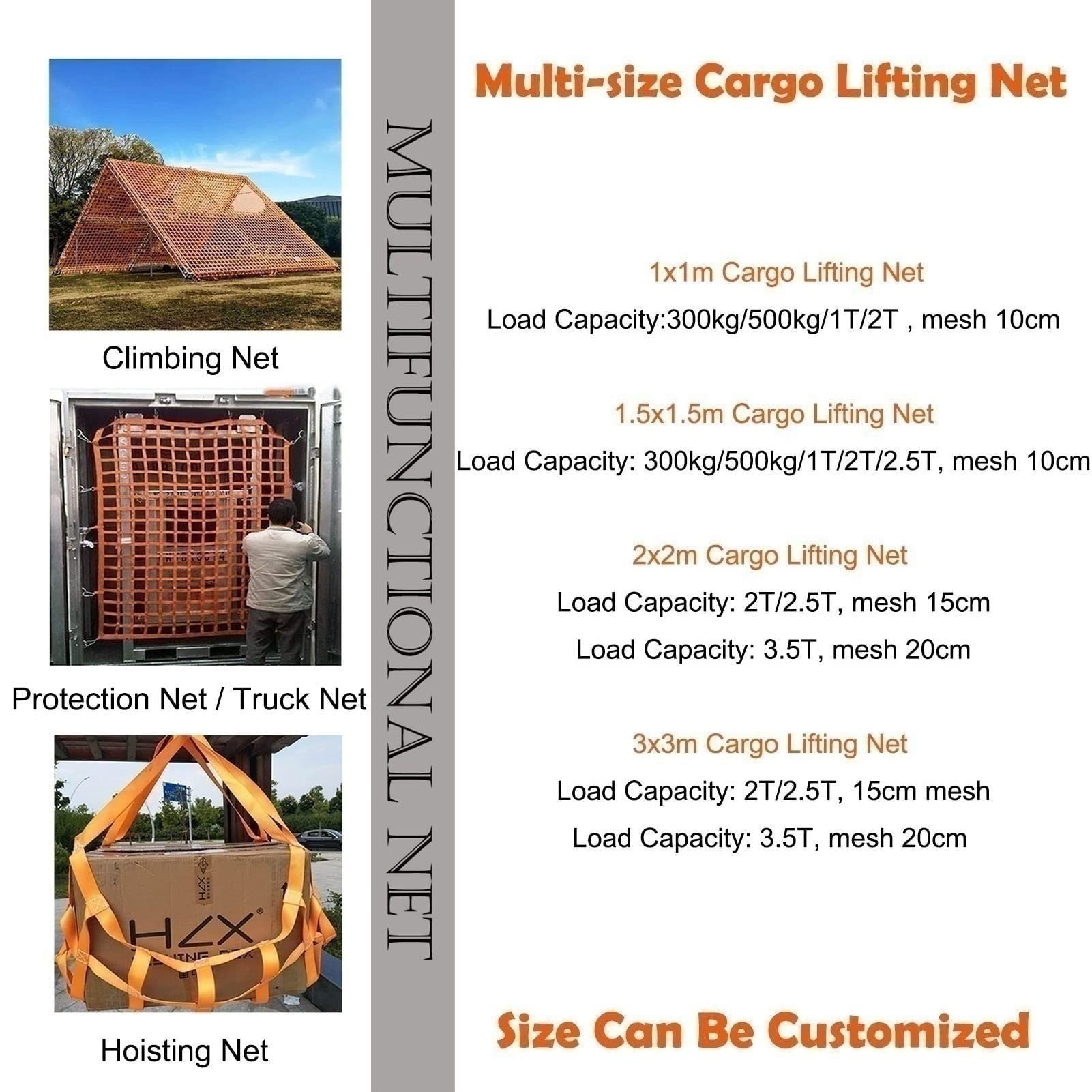Heavy Duty Elastic Cargo Net - Polyester Lifting Hoisting Net for Luggage & Equipment | Secure Transport Protection | Ideal for Trucks, SUVs, Boats & Warehouse Storage