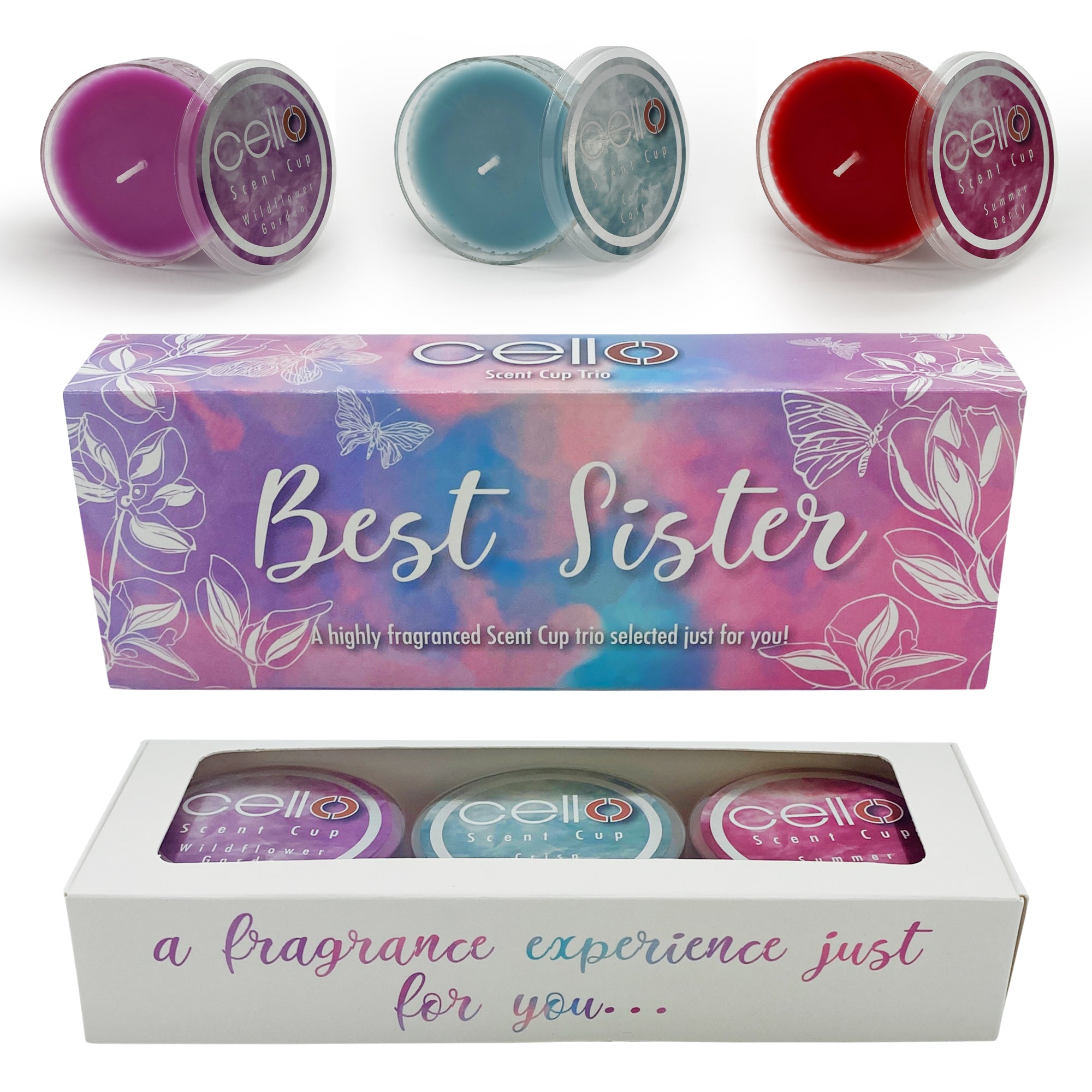 Premium Cello Scented Candles Trio Set - Best Gift for Sisters, Women, Friends | Aromatherapy for Home, Bedroom, Bathroom Relaxation & Romantic Ambiance
