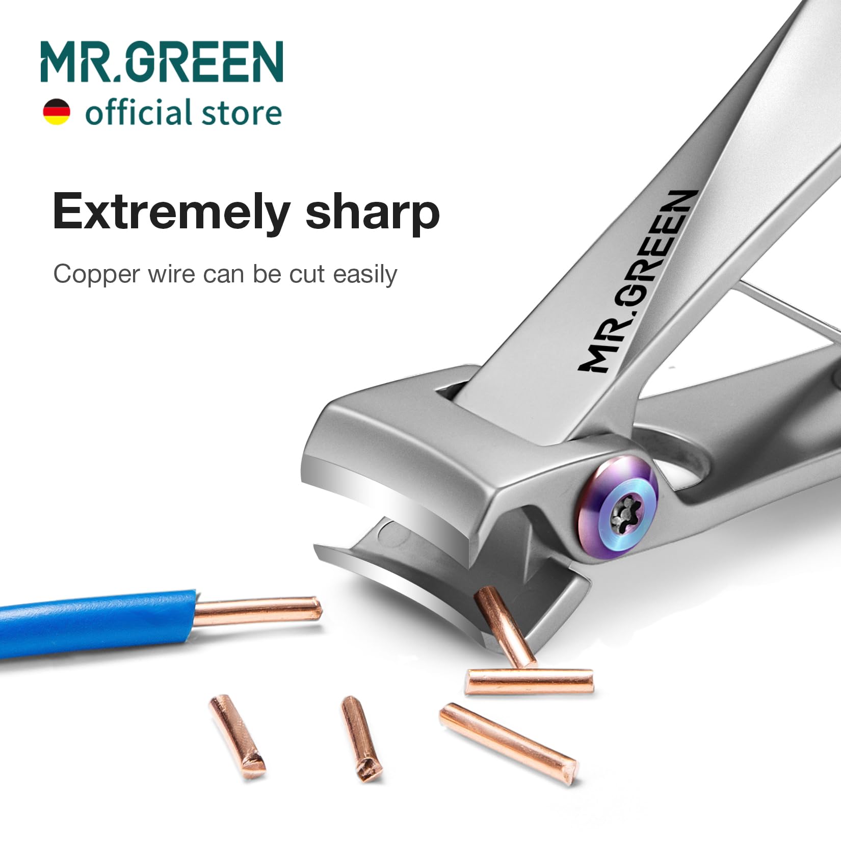 MR.GREEN Wide Jaw Stainless Steel Nail Clippers - Heavy Duty Toenail Cutter for Thick Nails, Professional Manicure & Pedicure Tool (Large Size) - Perfect for Home Grooming, Travel & Salon Use