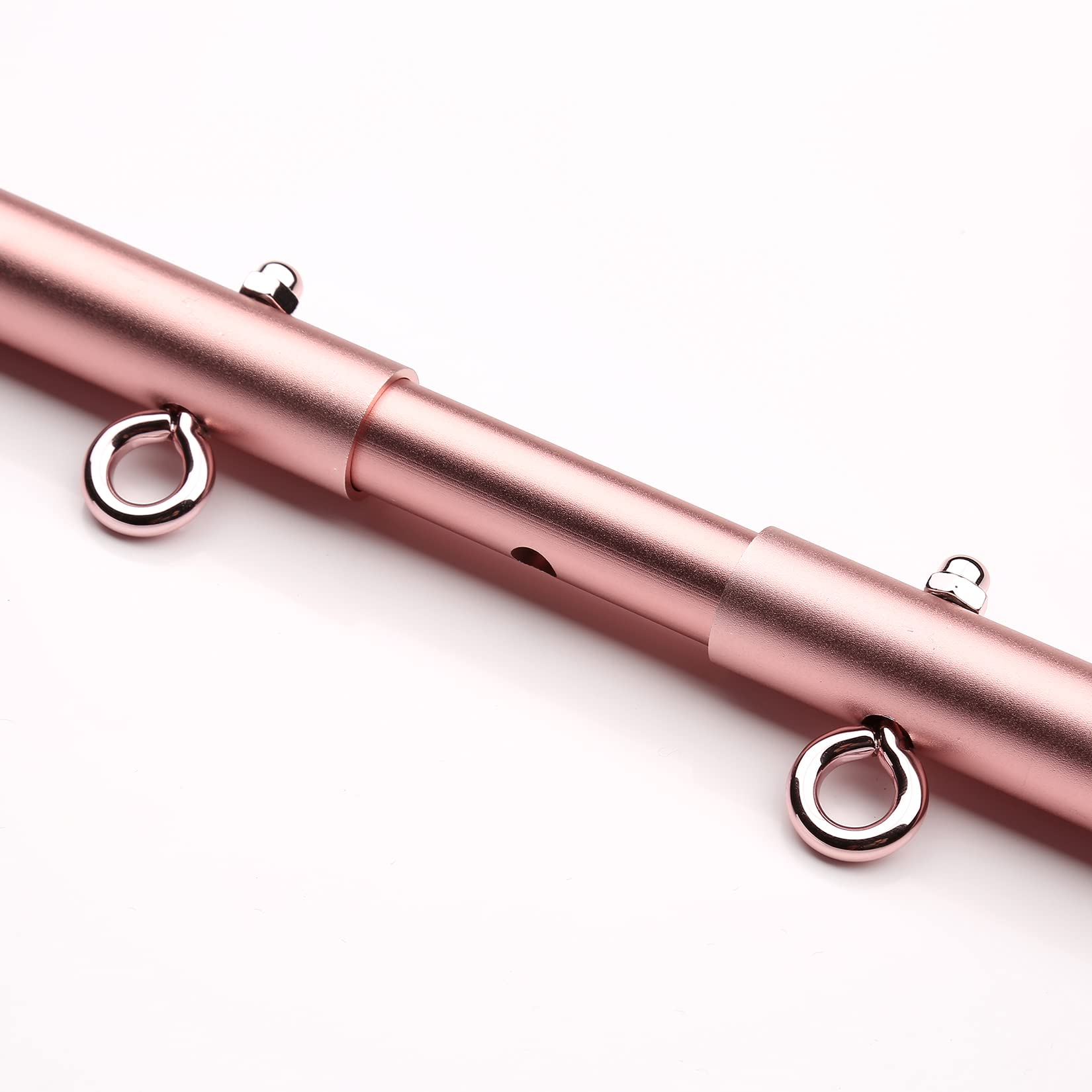 TMEOIIPY Adjustable Pilates Bar with 4 Red Straps - Rose Gold Stainless Steel Spreader Bar for Stretching, Fitness Training & Home Workouts - Perfect for Pilates, Yoga & Physical Therapy Exercises