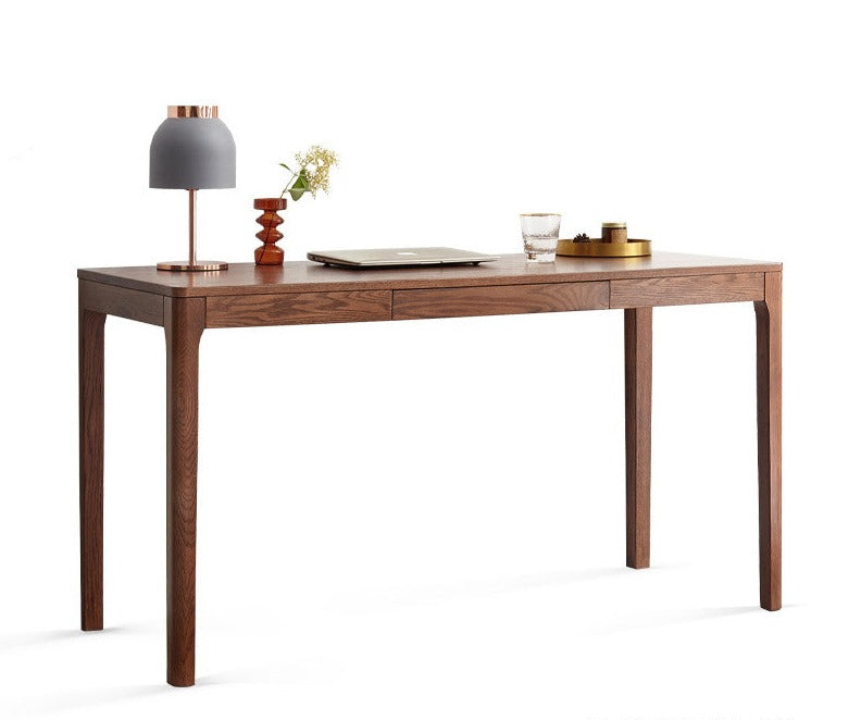 Solid Oak Wood Office Desk in Walnut Finish - Stylish & Durable Workspace Solution for Home Office, Study Room or Business