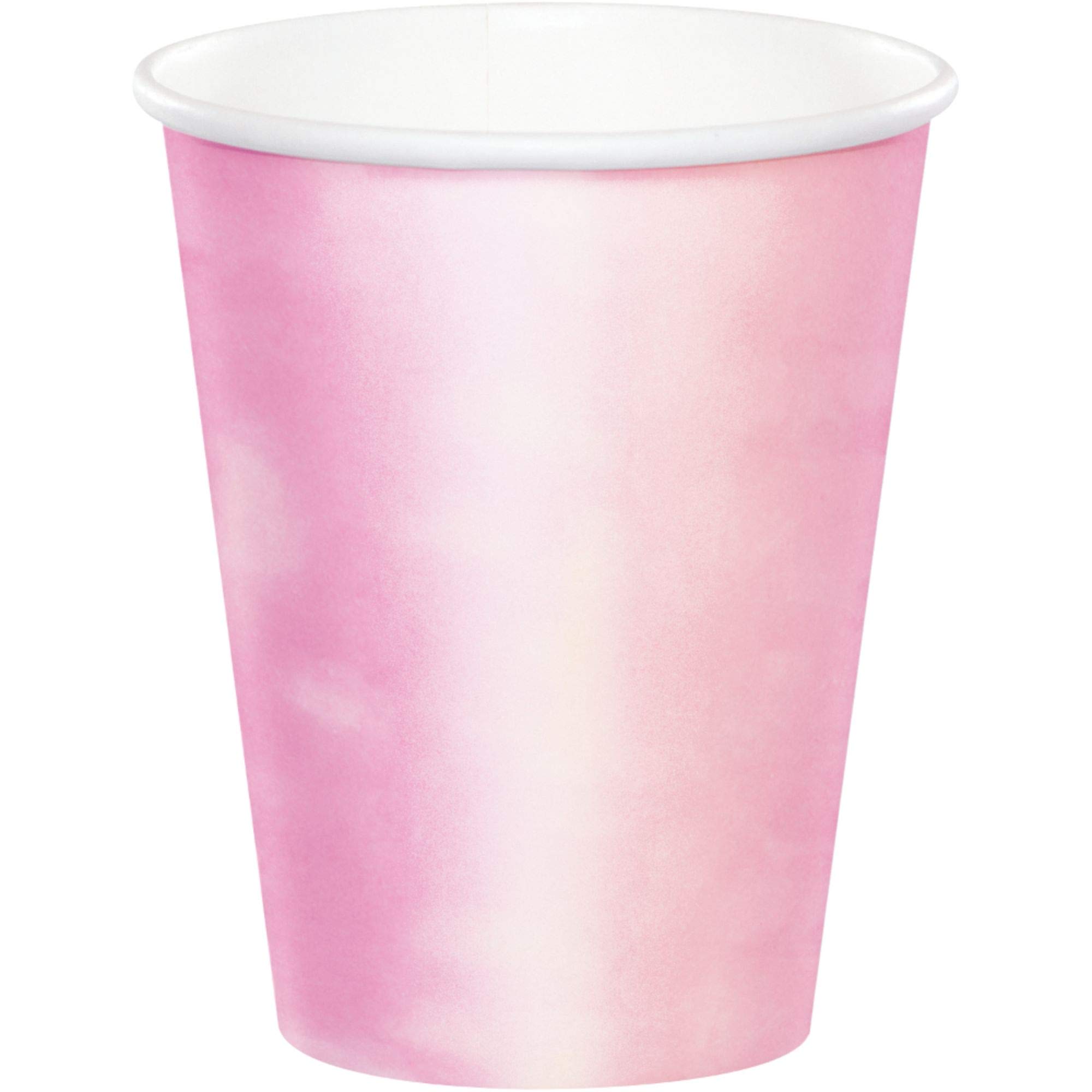 96-Pack White & Pink Iridescent Plastic Party Cups (3.75