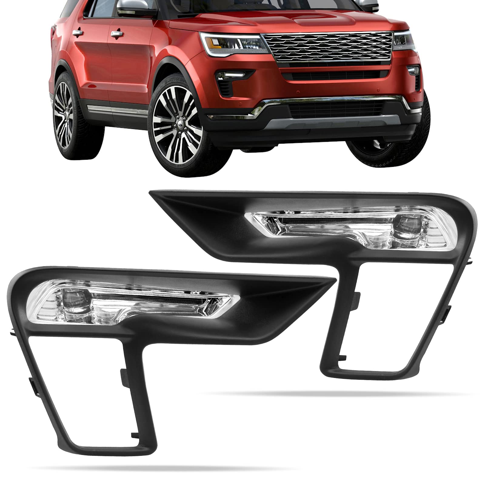 DLAA LED Fog Lights for Ford Explorer 2018-2019 - High Performance Front Fog Lamp Kit with Clear Lens & Wiring Harness (1 Pair) - Perfect for Night Driving & Off-Road Adventures