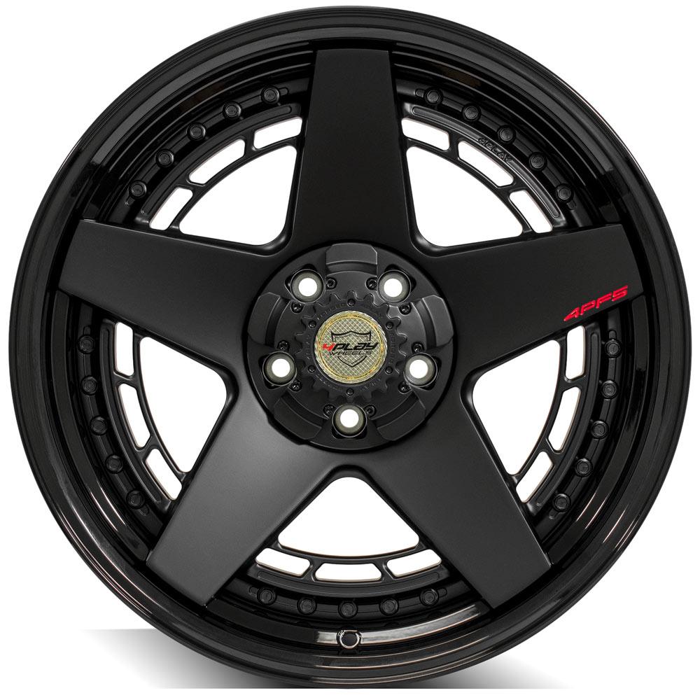 4Play Forged Series 4PF5 Matte Black with Gloss Black Barrel 20x9.0 Wheels 5x150mm Bolt Pattern 110.1mm Hub - Perfect for Off-Road Trucks & SUVs