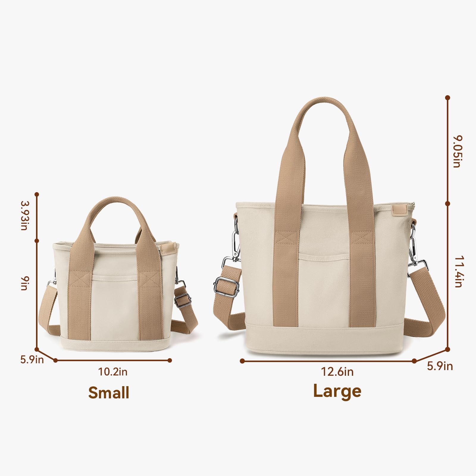 Stylish Canvas Tote Bag for Women with Zipper - Crossbody Shoulder Handbag with Multiple Compartments for Work, Travel & Shopping | Durable & Fashionable Everyday Carry Bag