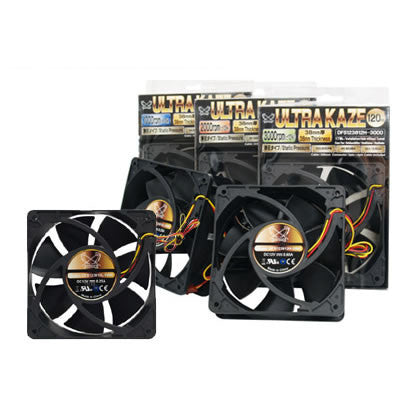 Scythe ULTRA KAZE 120mm x 120mm x 38mm High-Speed Case Cooling Fan DFS123812 - Perfect for PC Gaming Rigs, Workstations, and Server Cooling Systems