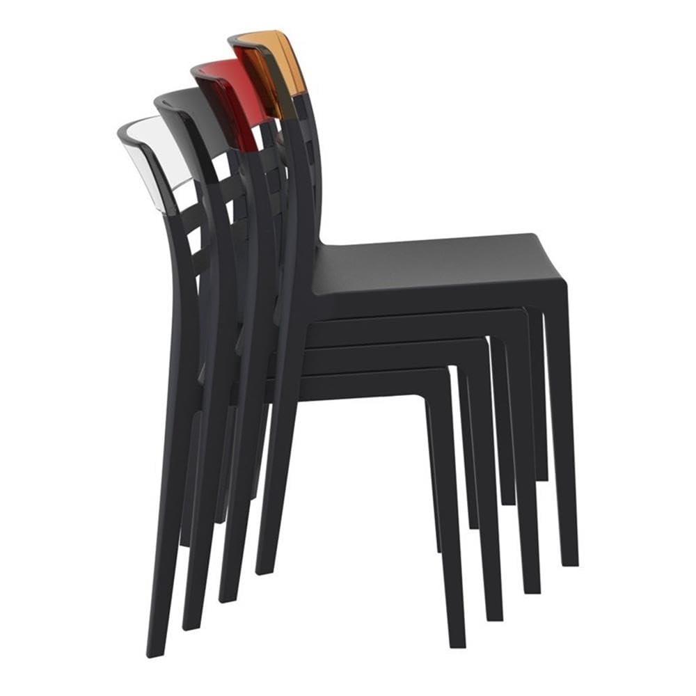 Compamia Moon Patio Dining Chairs - Set of 2 Black Transparent Outdoor Chairs for Garden, Poolside & Backyard Relaxation
