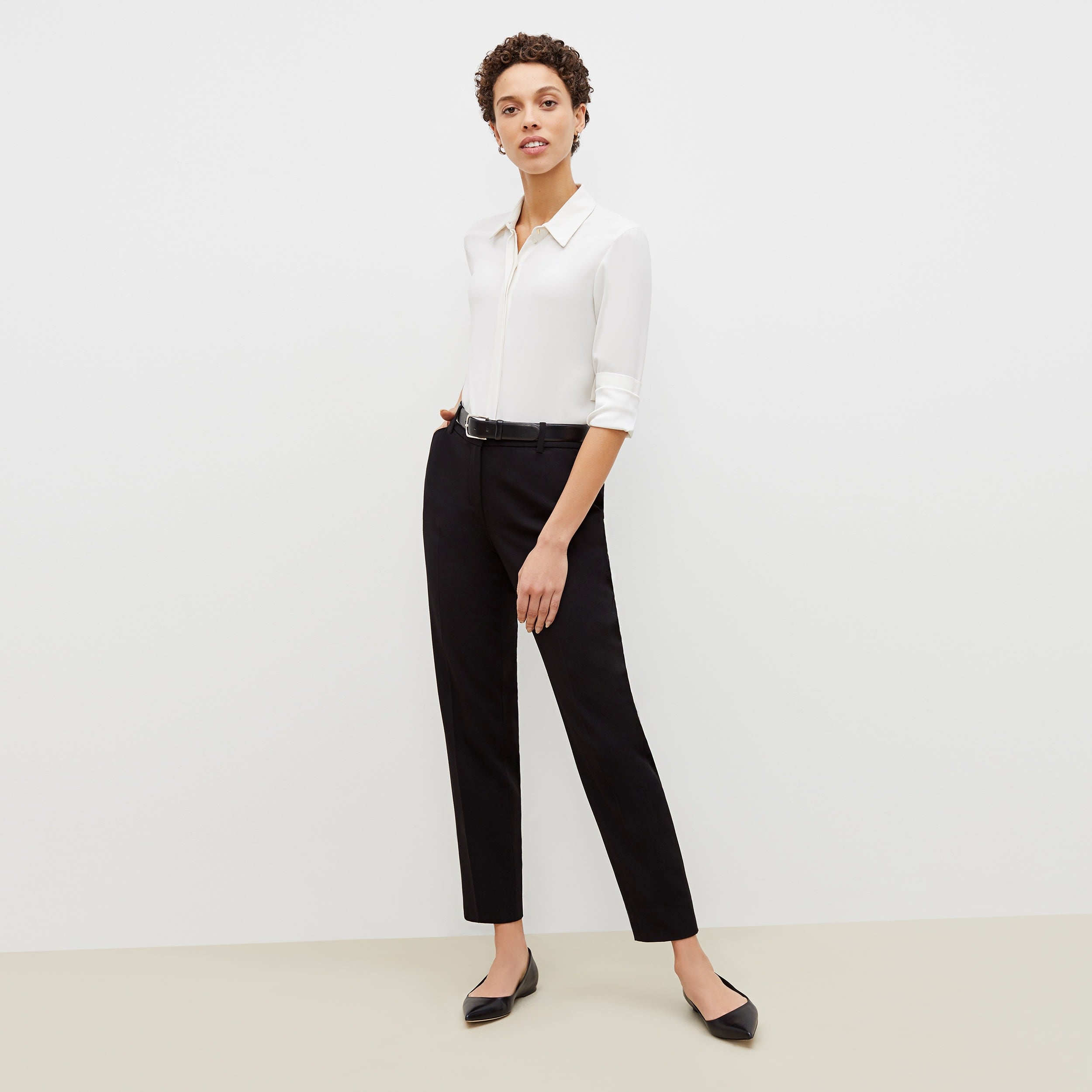 Mejia Light Twill Pants for Women - Comfortable Black Casual Trousers for Work, Office & Everyday Wear