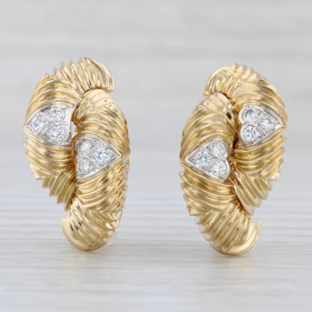 0.46ctw Diamond Heart Half Hoop Earrings in 18K Yellow Gold - Clip-On Statement Drop Earrings for Women - Perfect for Valentine's Day, Anniversary Gifts & Special Occasions