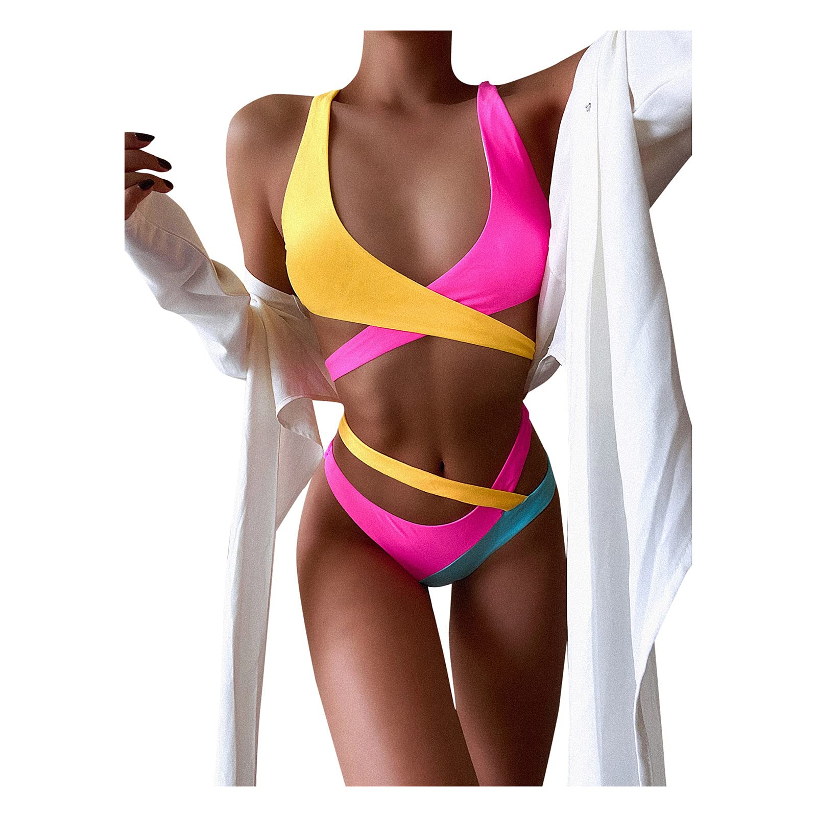 Women's Push Up Lace Bikini Set - Padded Swimwear for Beach & Pool - Sexy Solid Color Two Piece Swimsuit for Summer Vacation, Tropical Getaway, and Swim Parties