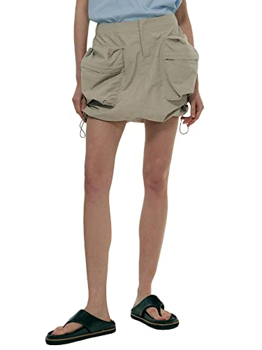 Pocket Cargo Skirt-beige Grey