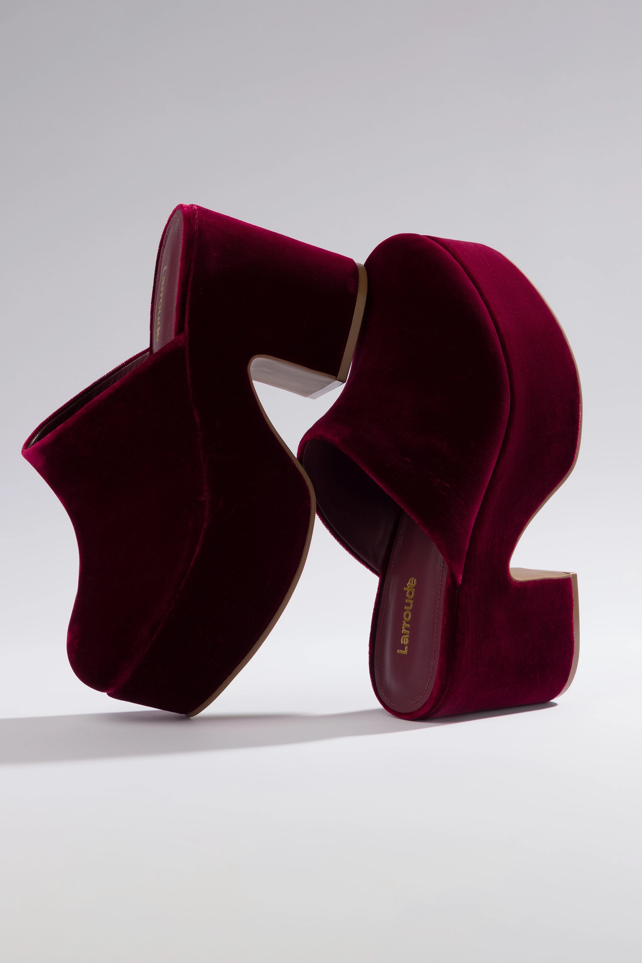 Miso Platform Clog Shoes for Women - Comfortable Velvet Slip-On Clogs in Wine Red - Perfect for Casual Wear, Home, and Garden Use