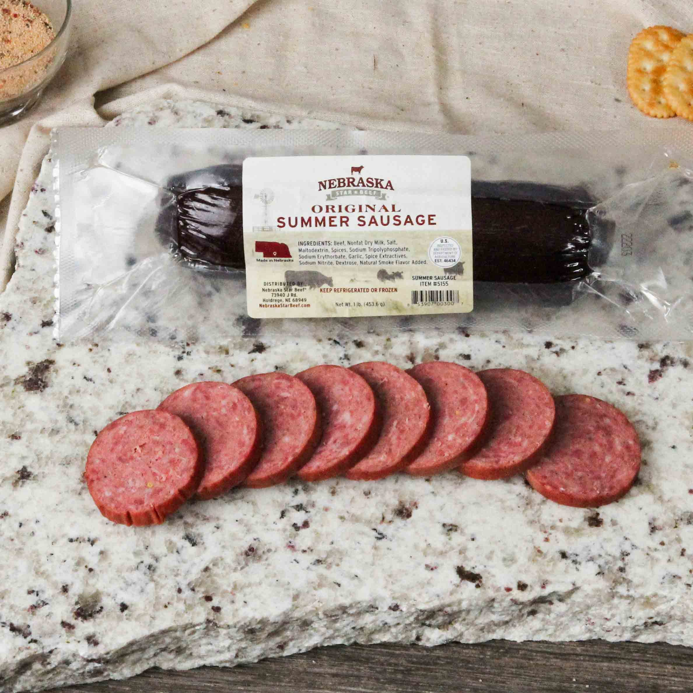 Premium Nebraska Star Beef All-Natural Summer Sausage Variety Pack - Original, Cheddar Cheese & Jalapeño Cheddar (3 Pack) | High-Quality Beef Snacks for Camping, Hiking, Picnics and Party Platters