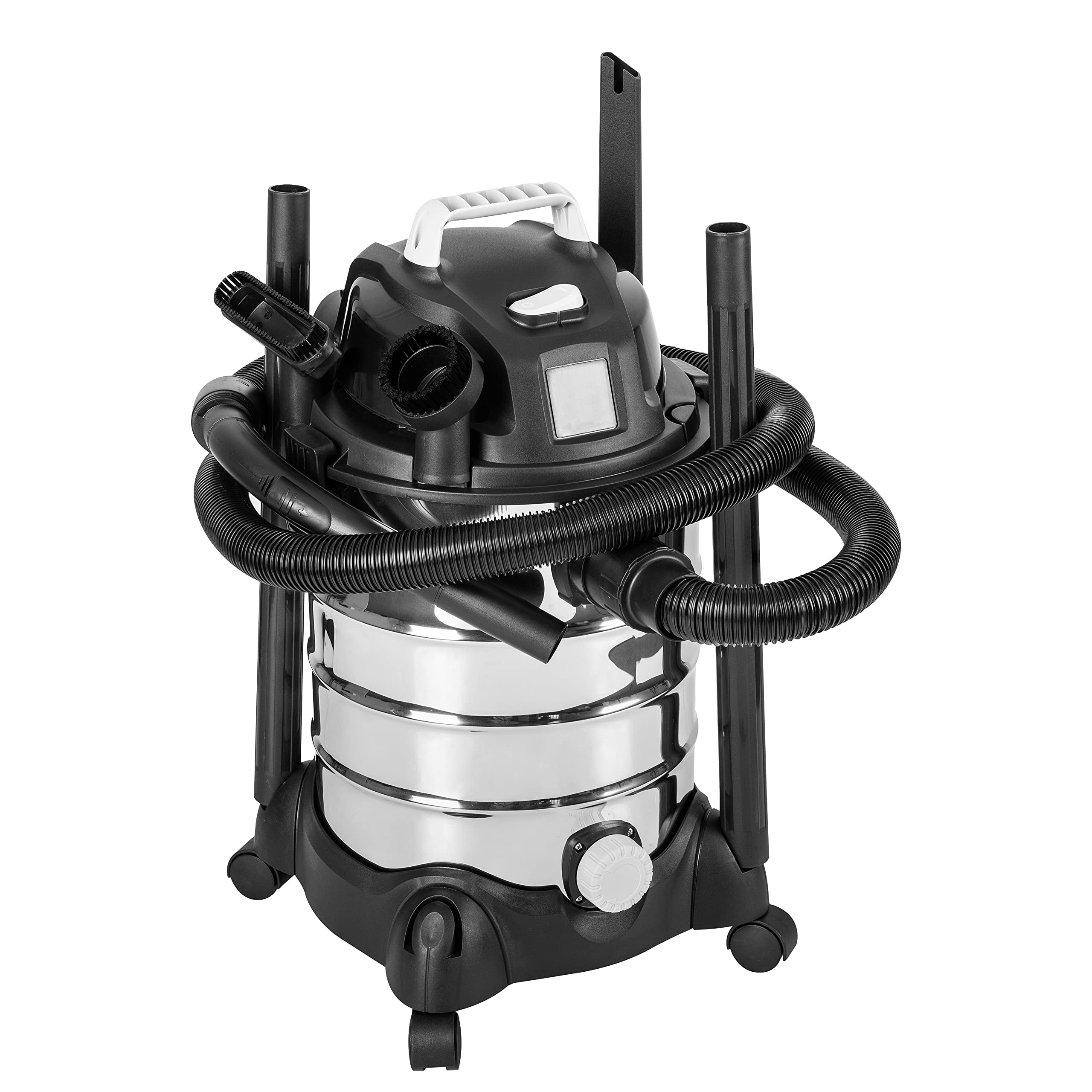 Amazon Basics 6 Gallon Wet Dry Vacuum Cleaner, 3.5 HP Stainless Steel Shop Vac - Grey/Black - Ideal for Garage, Workshop, and Home Cleaning