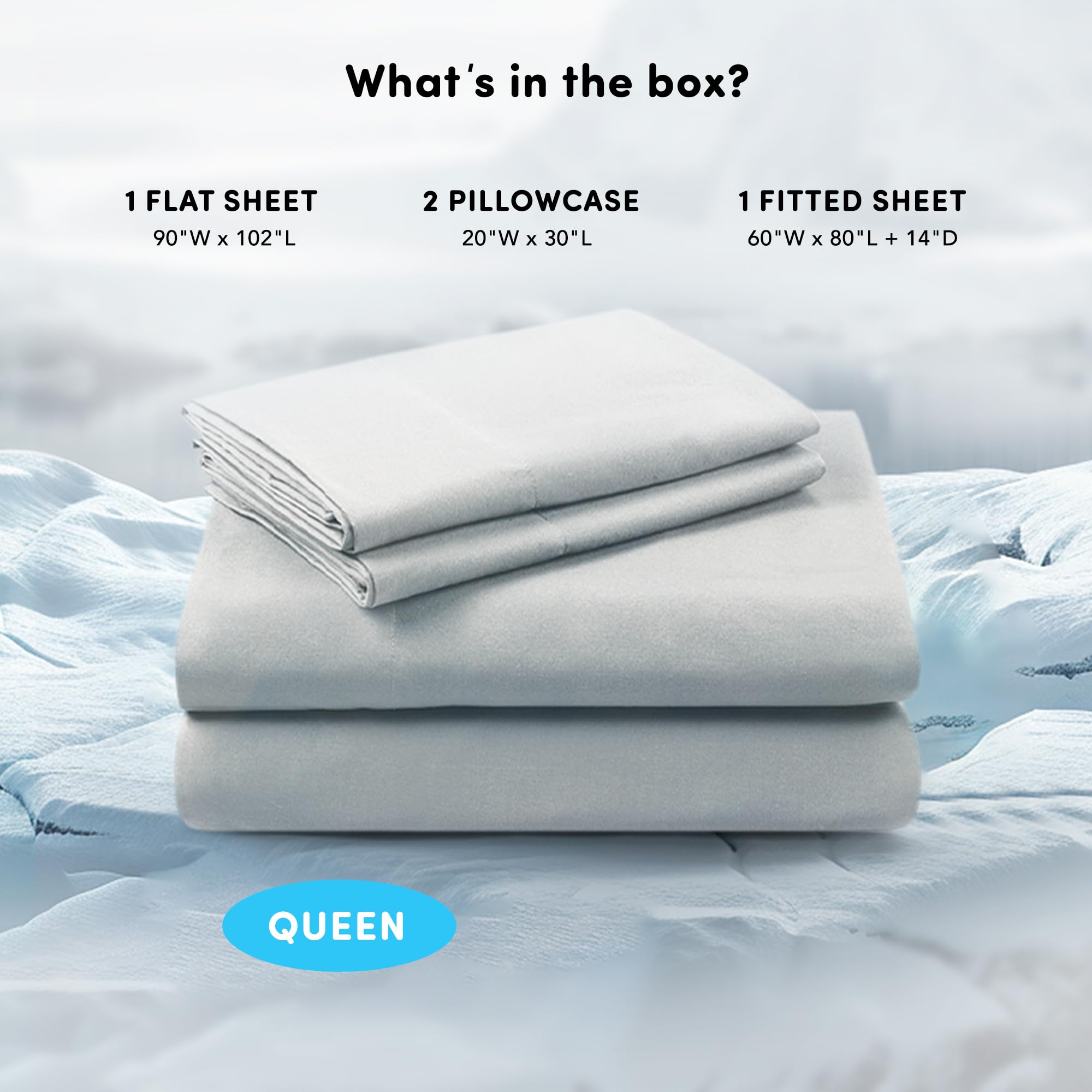 Coolmax Queen Cooling Sheet Set - Moisture Wicking, Soft & Colorfast Bed Sheets for Hot Sleepers | Deep Pocket Fits 16