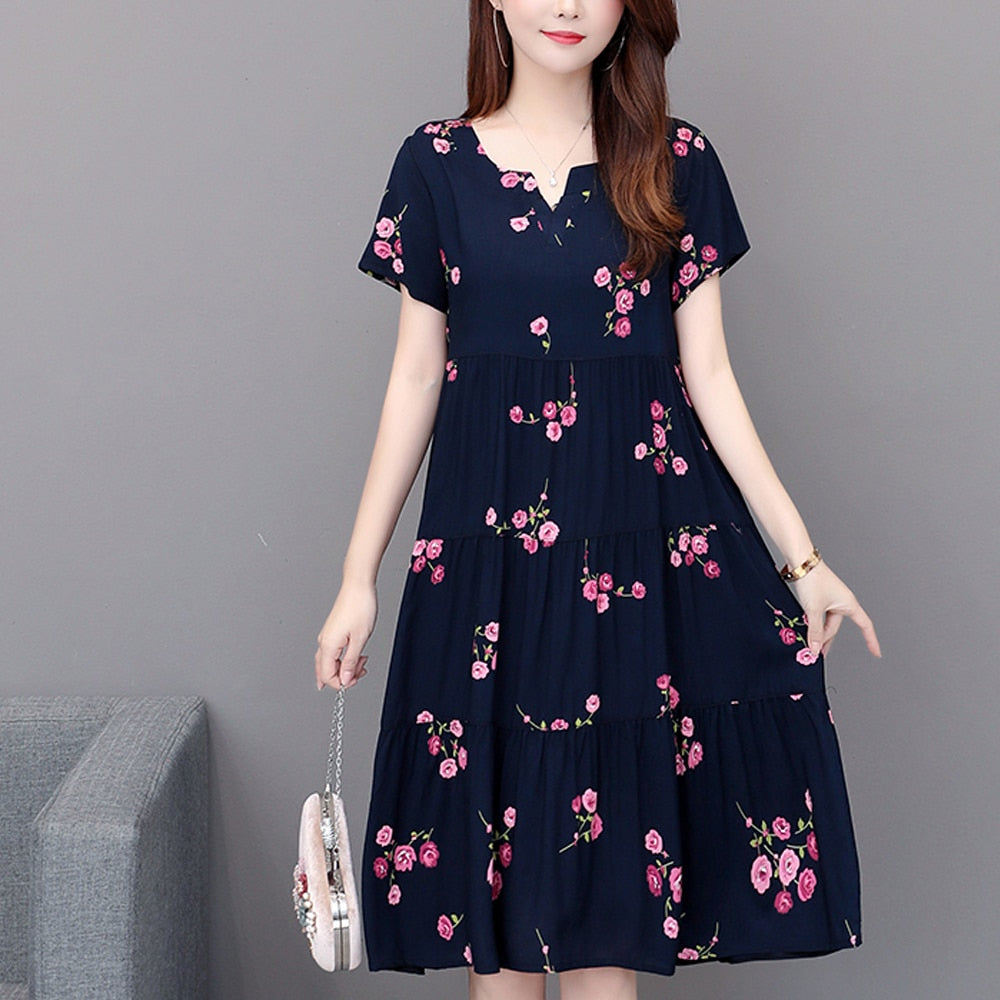 Women's Slim Fit Loose V-Neck Casual Dress - Flowy Summer Dress for Beach, Party & Everyday Wear