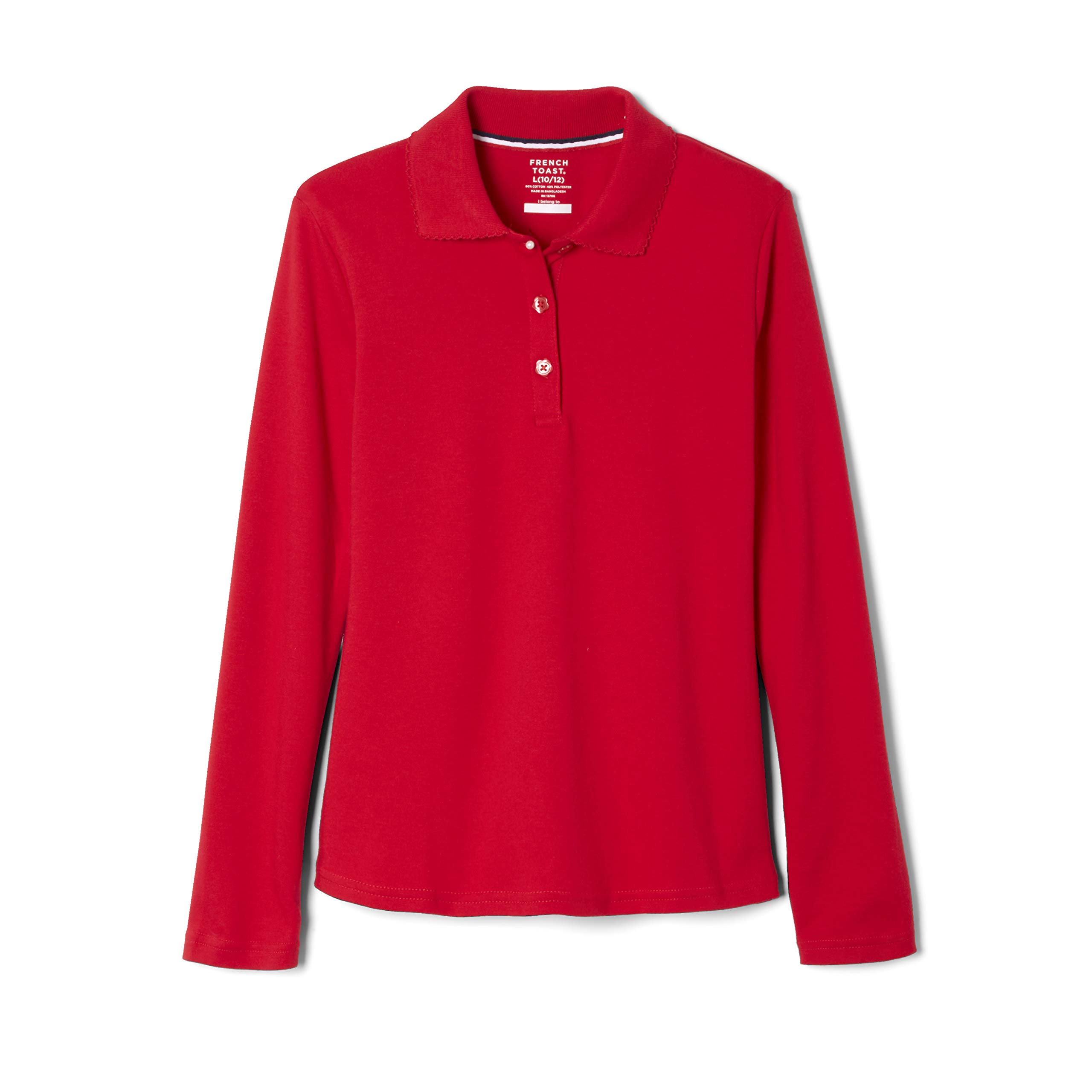 French Toast Girls' Long Sleeve Polo Shirt with Picot Collar - School Uniform Top for Girls (Standard & Plus Sizes) - Perfect for School Days, Dress Codes & Special Occasions