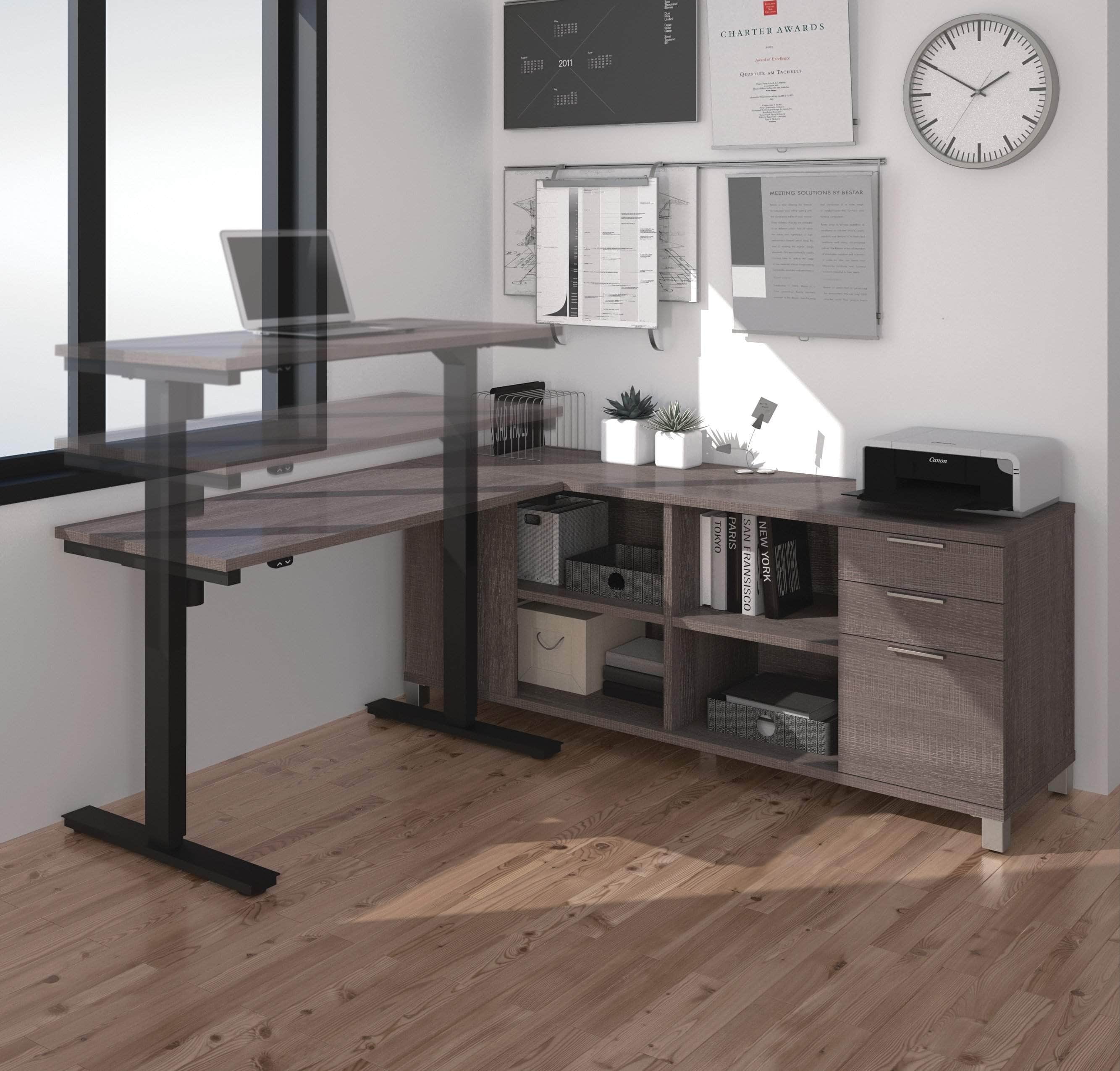 Pro Linea 2-Piece Office Furniture Set - Standing Desk & Credenza, 2 Color Options for Modern Home Office & Workspace Setup