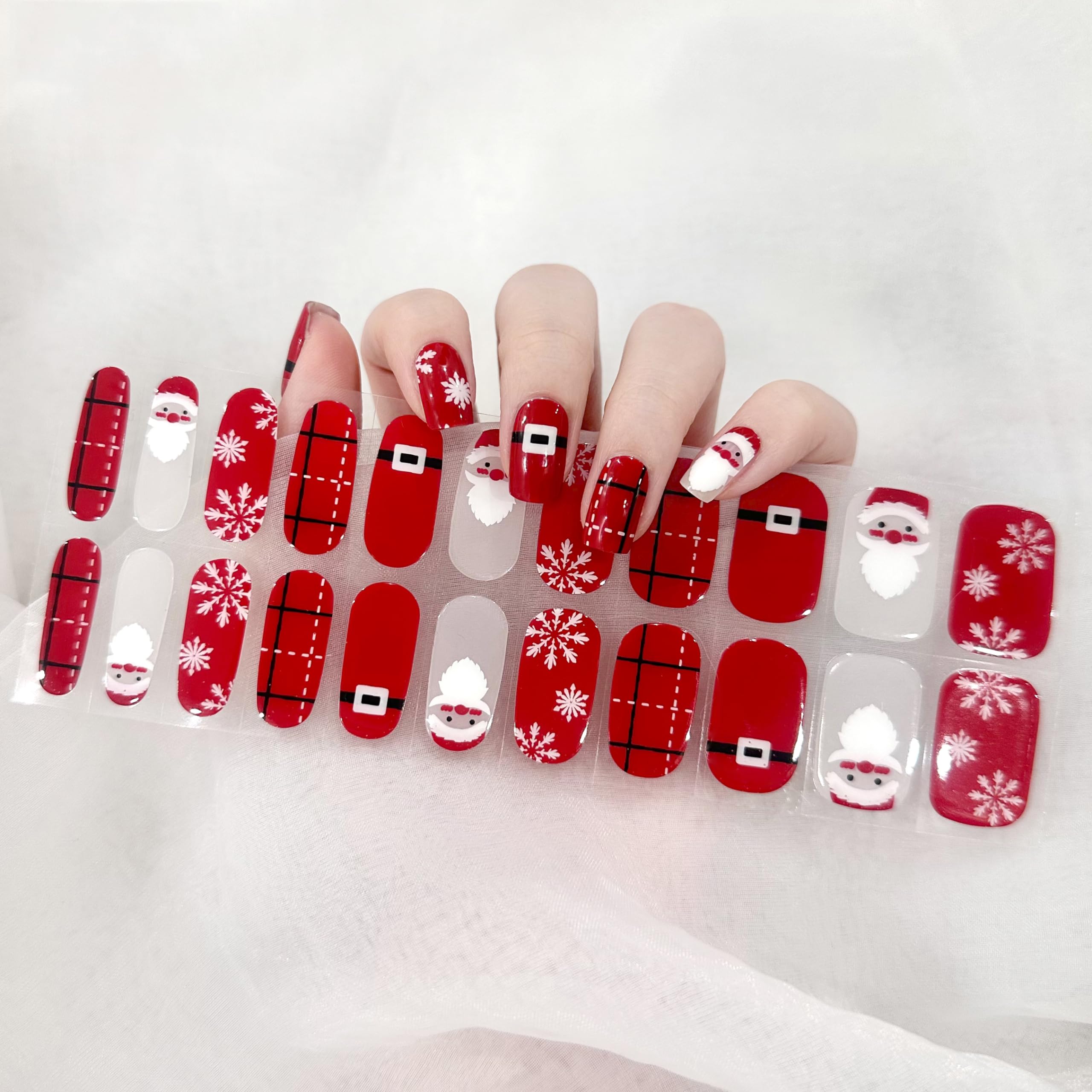 Christmas Snowflakes Gel Nail Polish Stickers - Waterproof Long Lasting Nail Art Wraps with Free UV/LED Nail Lamp for Holiday Manicures, Perfect for Christmas Parties & Winter Nail Designs