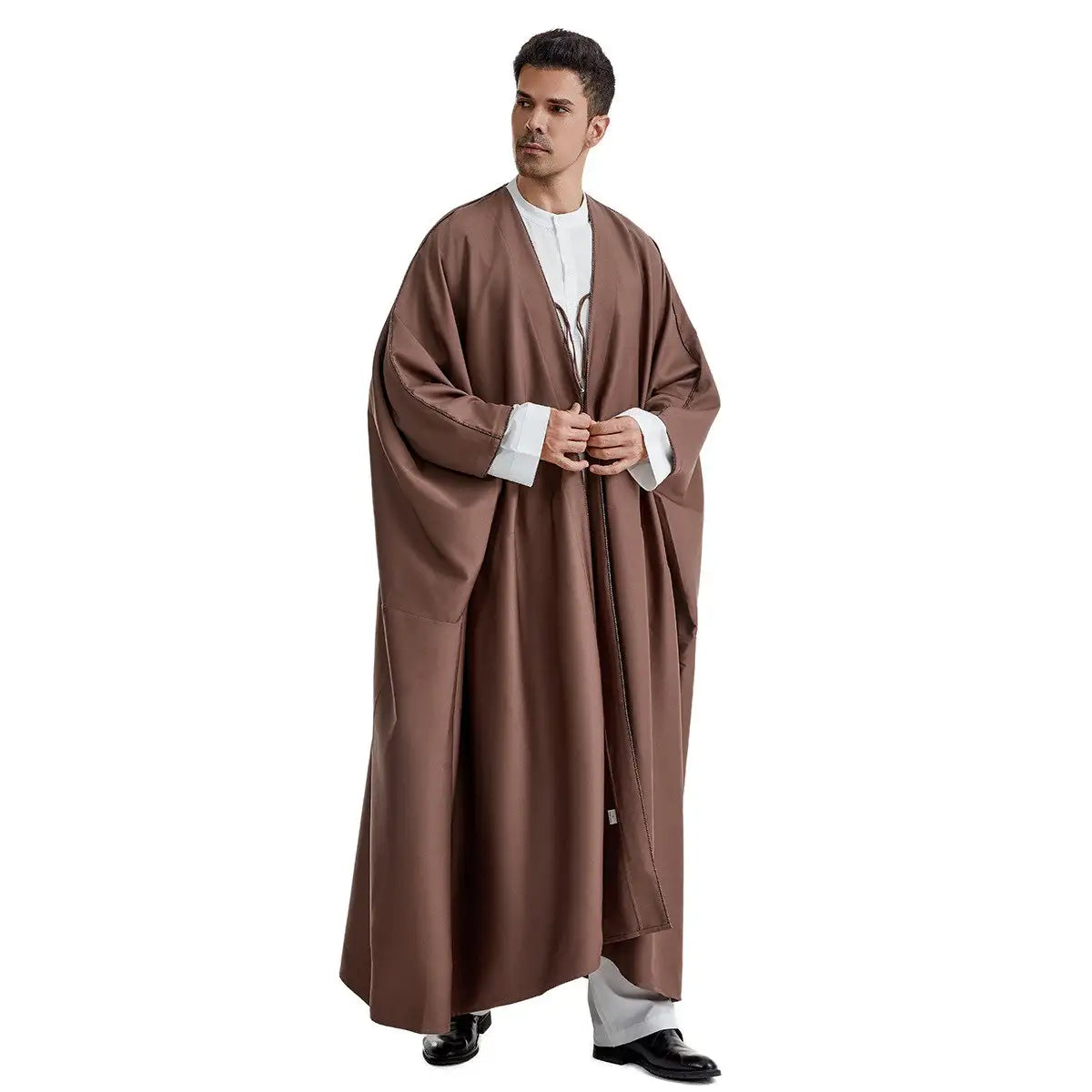 Premium Saudi Men's Bisht - Thick Fabric Abaya in Black, Beige, Coffee & Tan | Traditional Arabic Robe for Weddings, Eid & Special Occasions