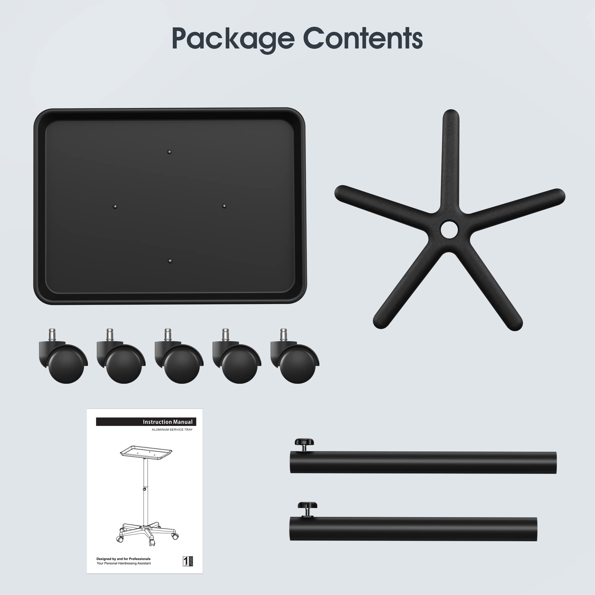 Premium Aluminum Salon Trolley with Wheels - Professional Rolling Tray for Barber, Salon, SPA & Tattoo Clinic - Ideal for Instrument Organization, Mayo Tray & Mobile Workstation (Silver)