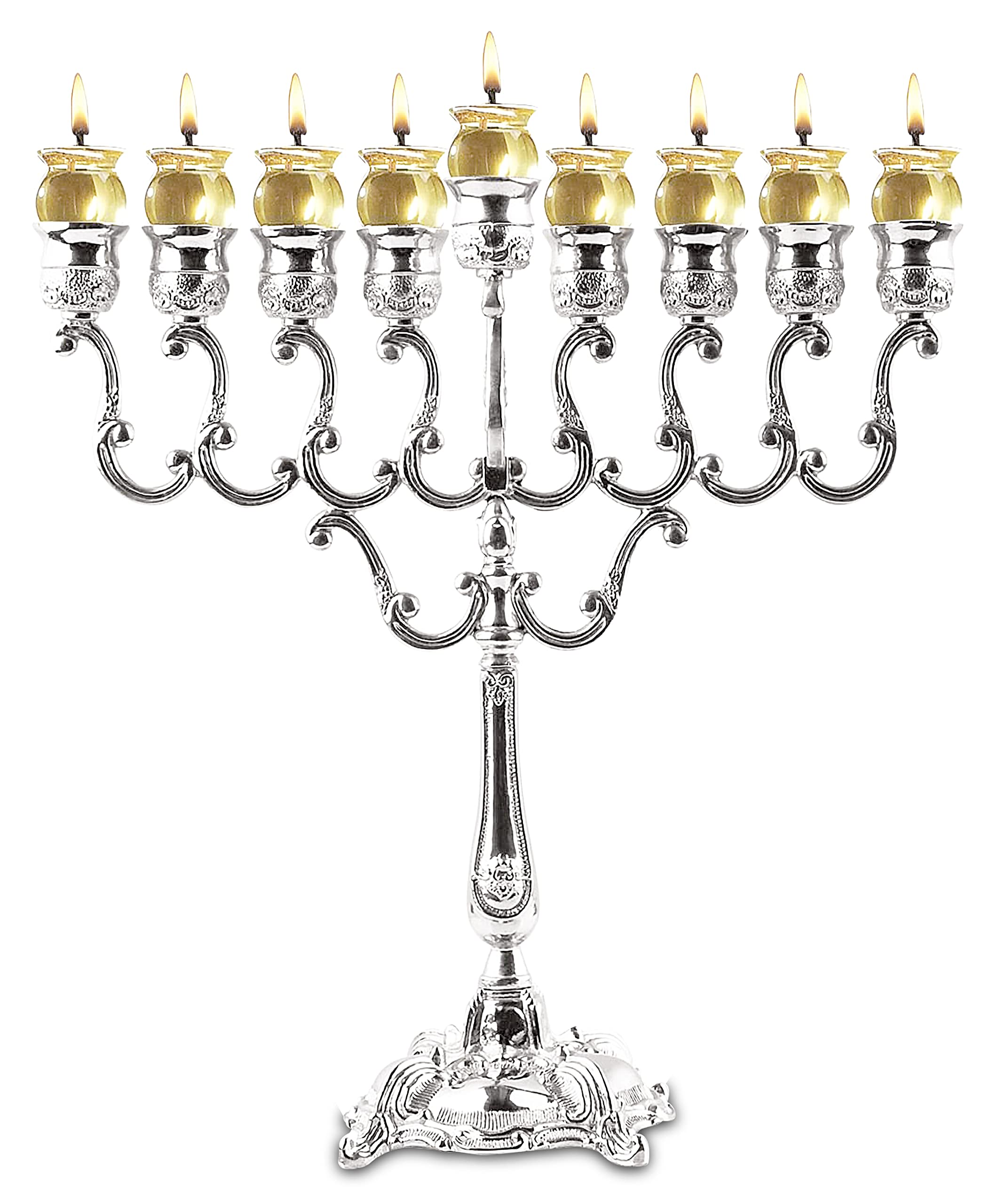Extra Large Silver Plated Hanukkah Menorah for Chanukah - 21.5
