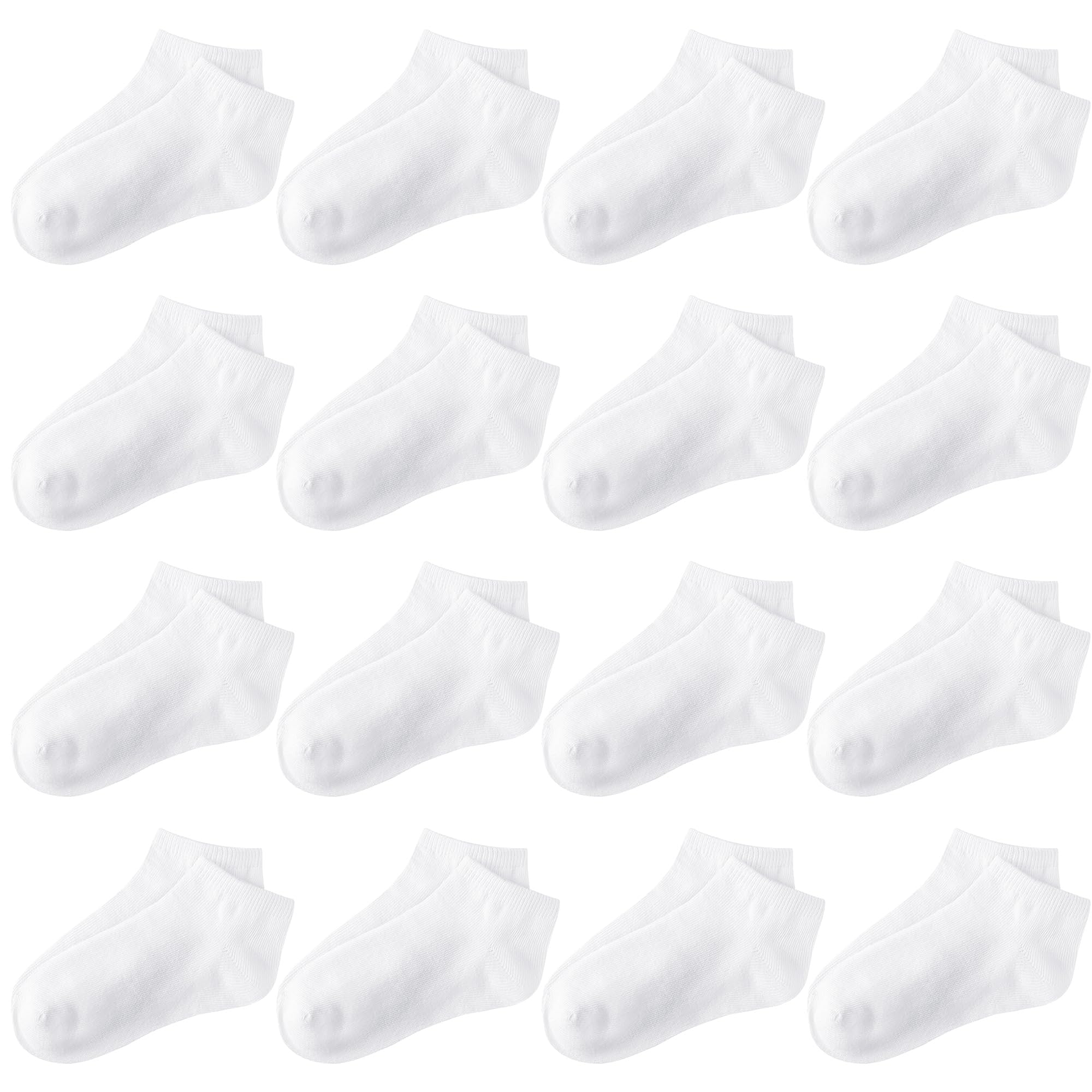 Glooarm 16 Pairs Boys Girls Athletic Socks - Low Cut Ankle Socks for Toddlers & Kids - Comfortable Breathable Cotton Socks for School, Sports & Everyday Wear